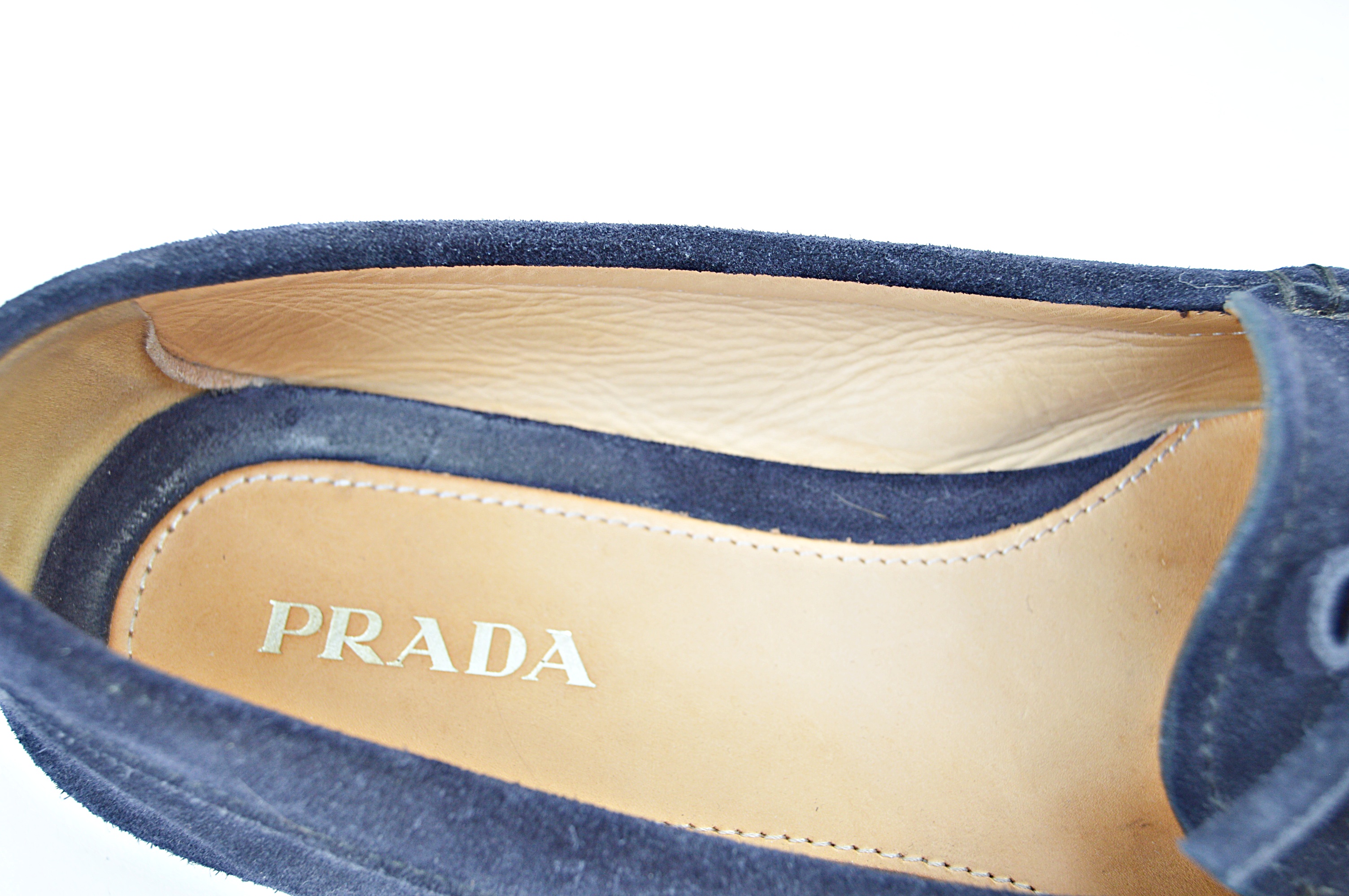 Prada Navy Suede Driving Moccasins