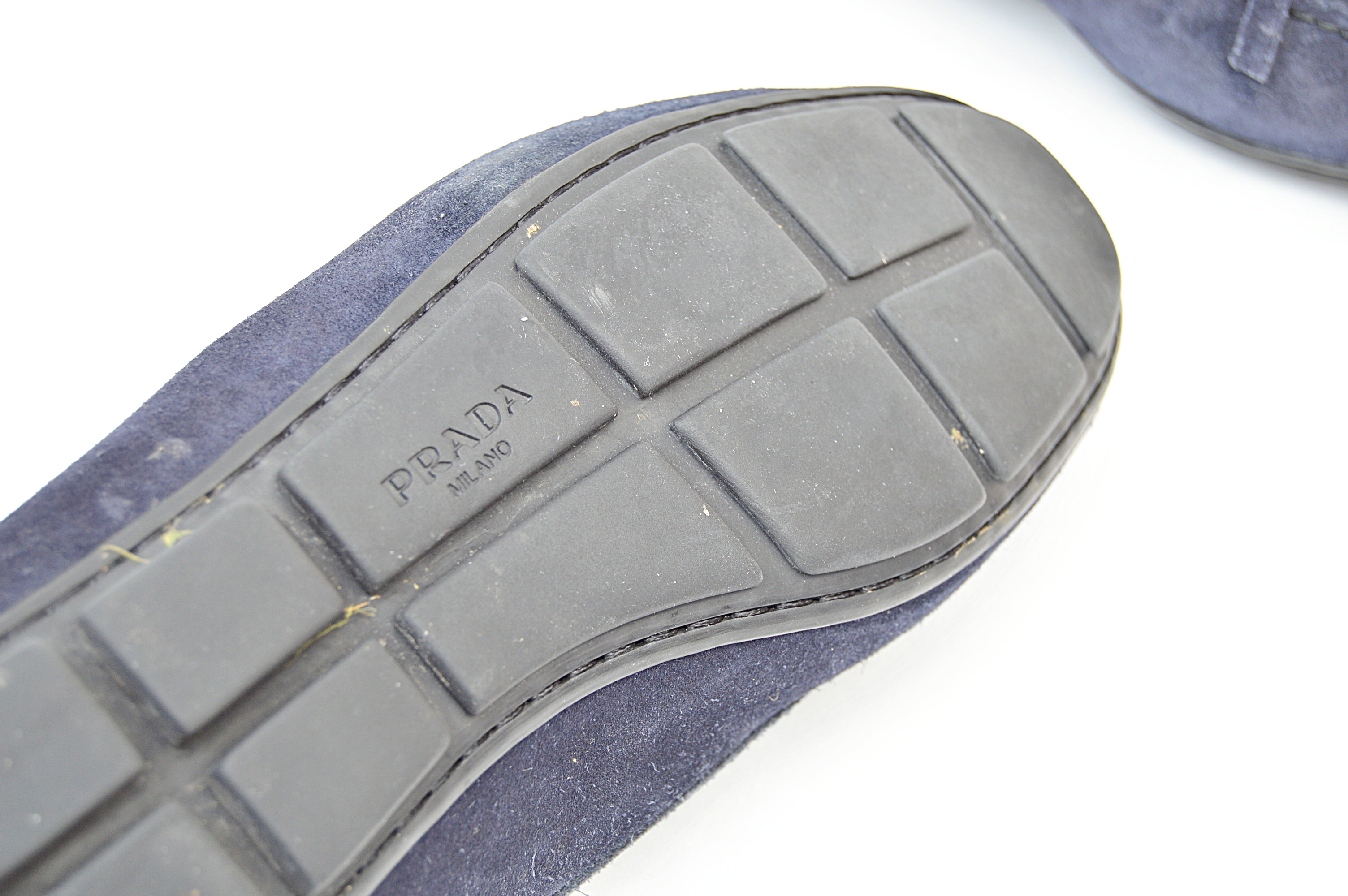 Prada Navy Suede Driving Moccasins