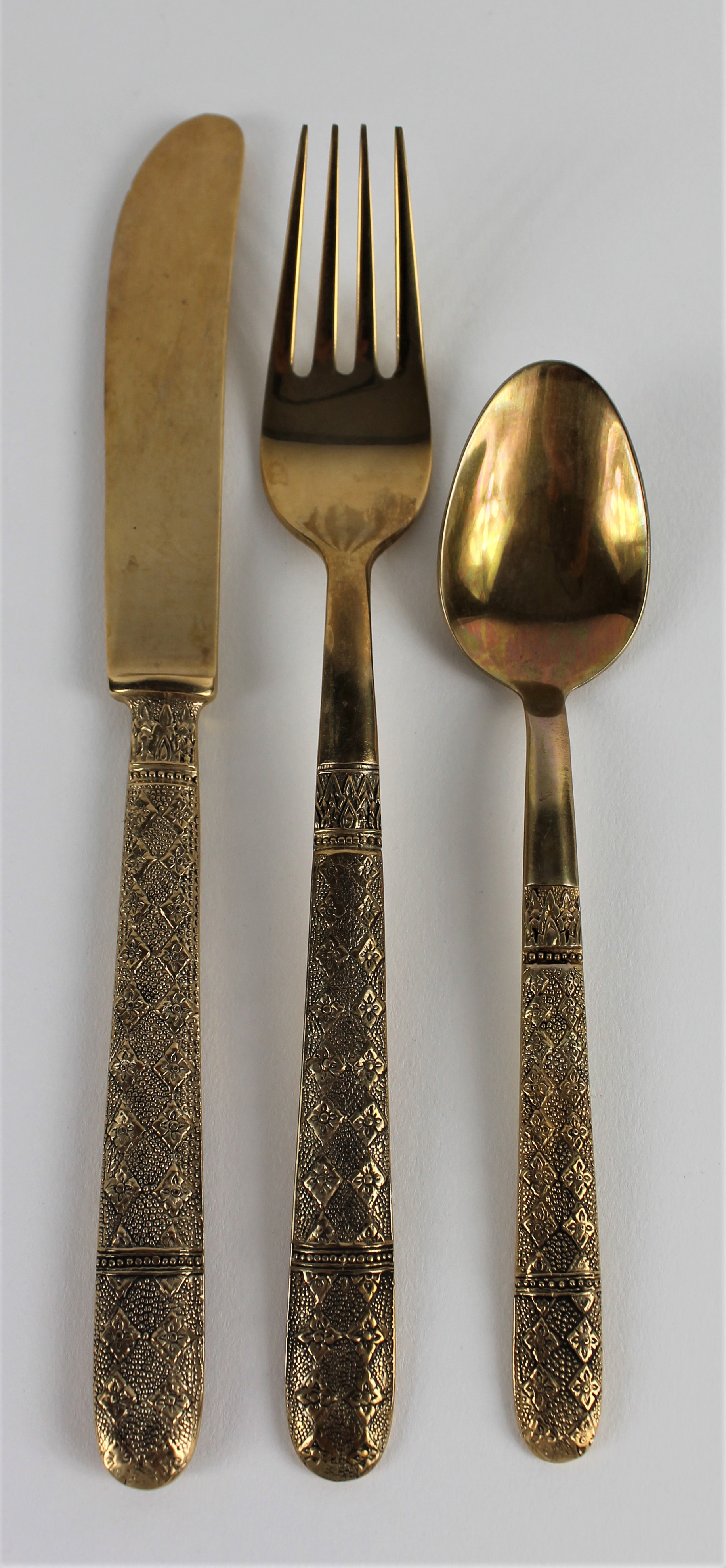 144 Pieces Vintage S. Samran Thai Bronze Nickel Flatware
