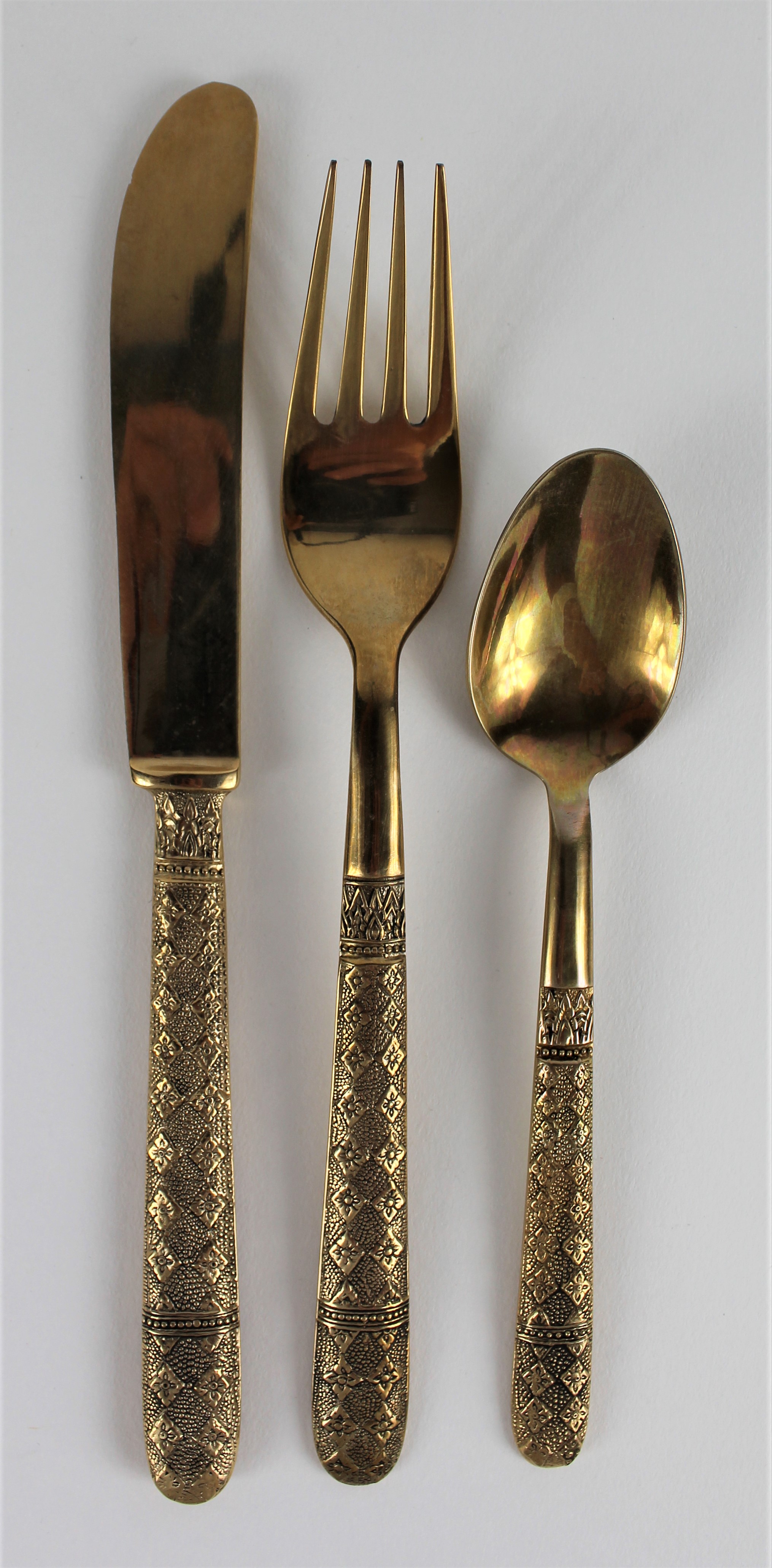 144 Pieces Vintage S. Samran Thai Bronze Nickel Flatware