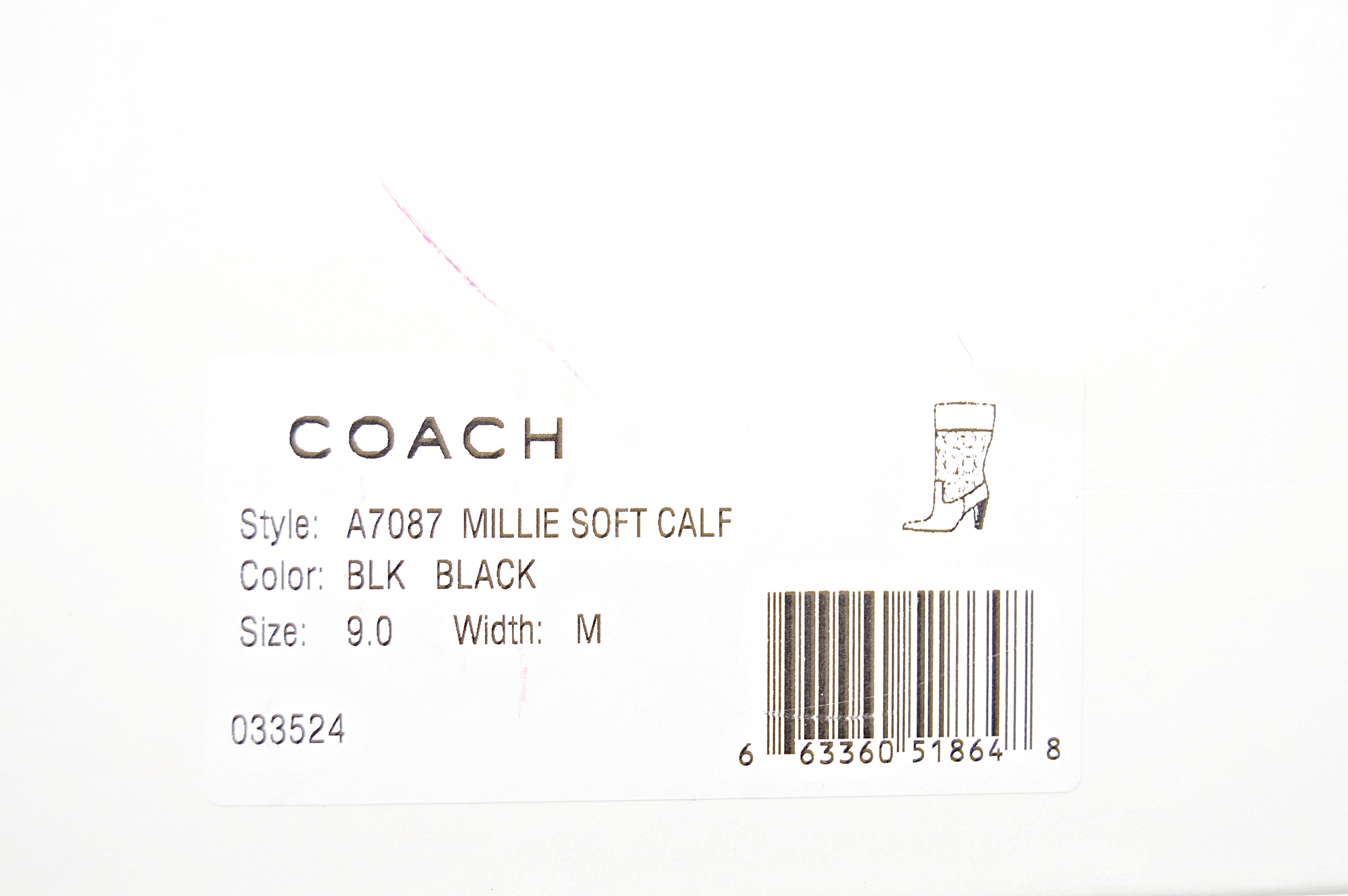 Coach "Millie" Black Leather Boots