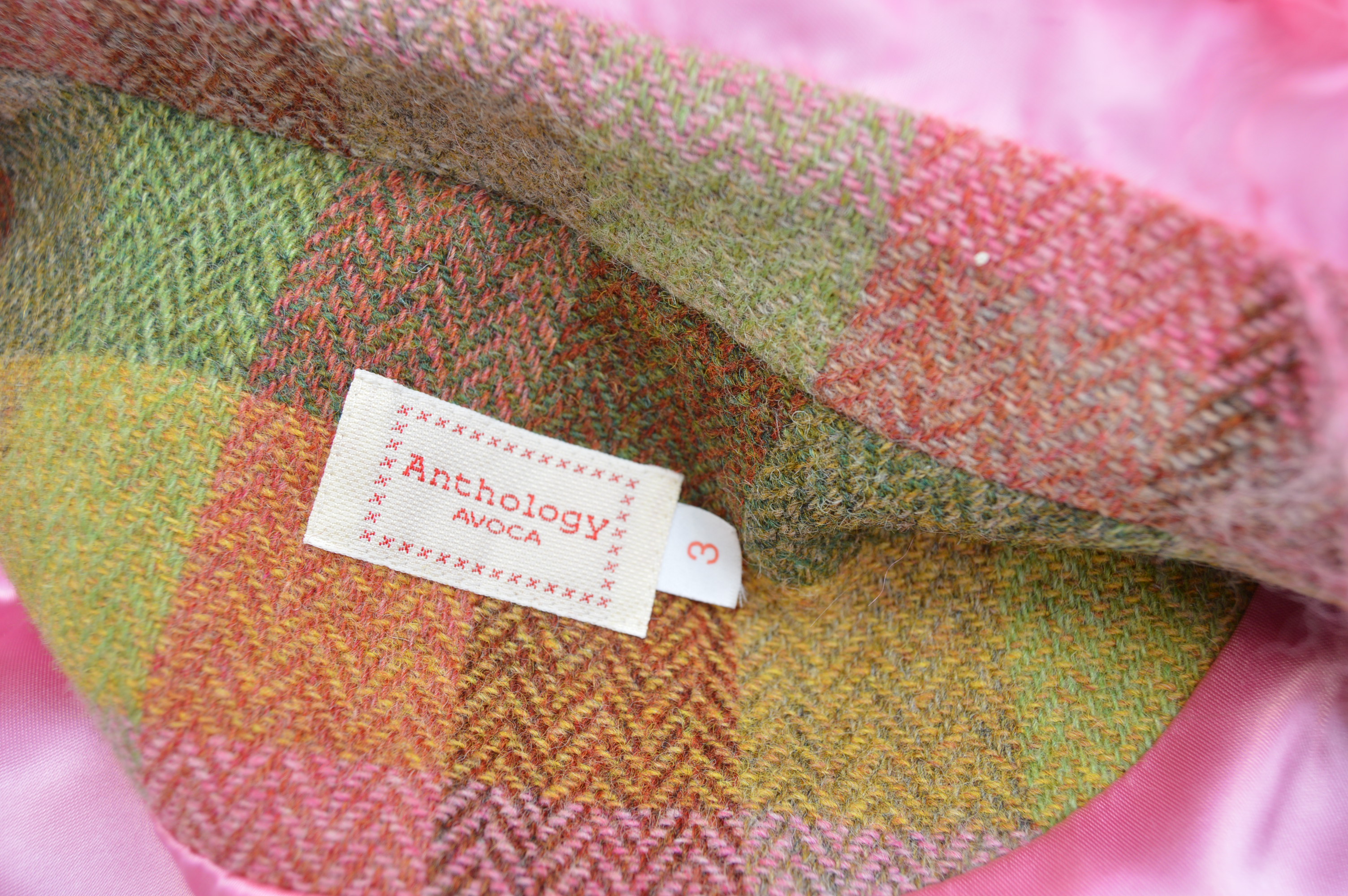 Women's Irish Avoca "Anthology" Wool Coat with Pink Dyed Mongolian Lamb Collar