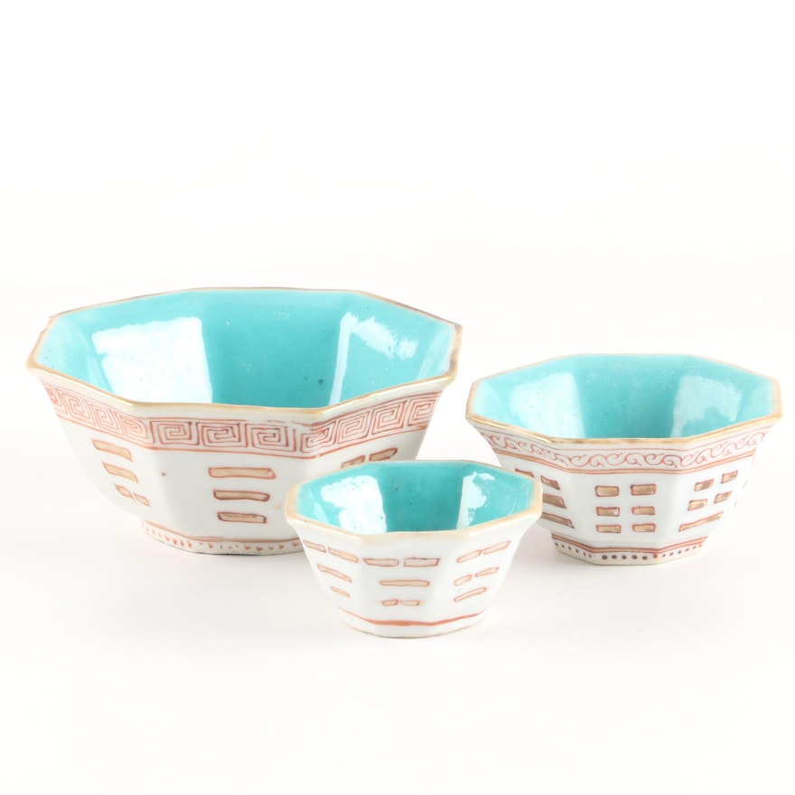 Chinese Ceramic Bagua Nesting Bowls