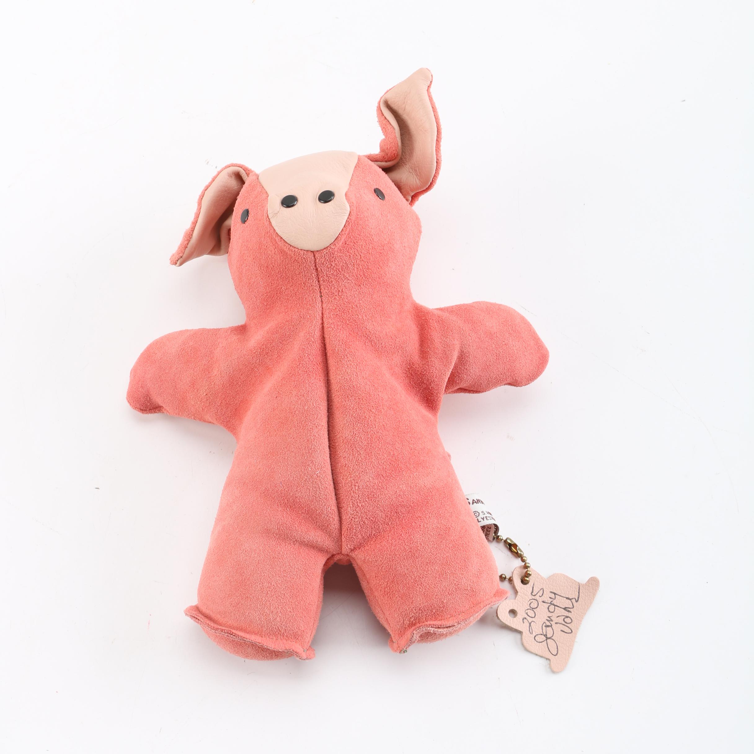 2005 Sandy Vohr's Leather Zoo Pig Doorstop