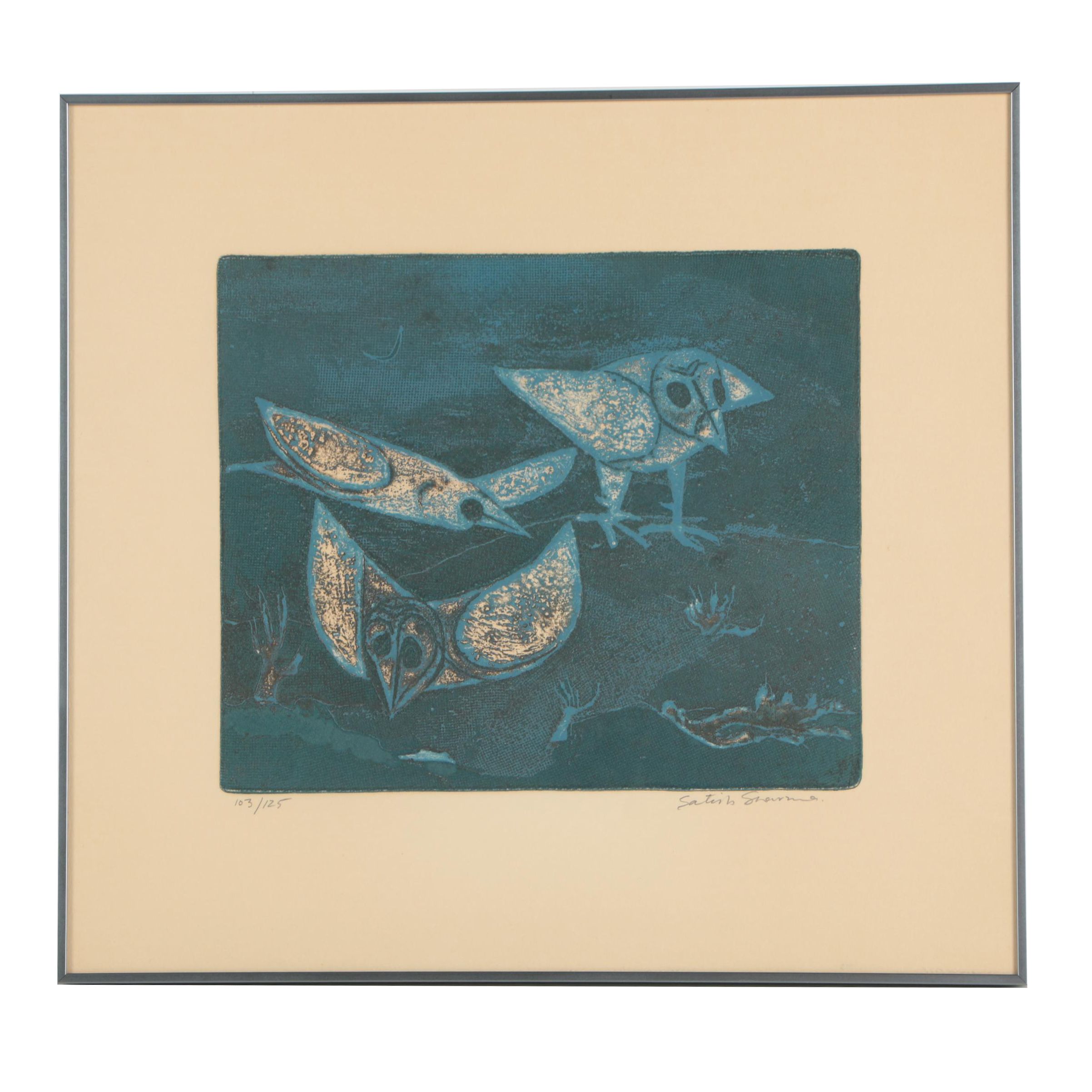 Satish Kumar Sharma Intaglio Print of Birds