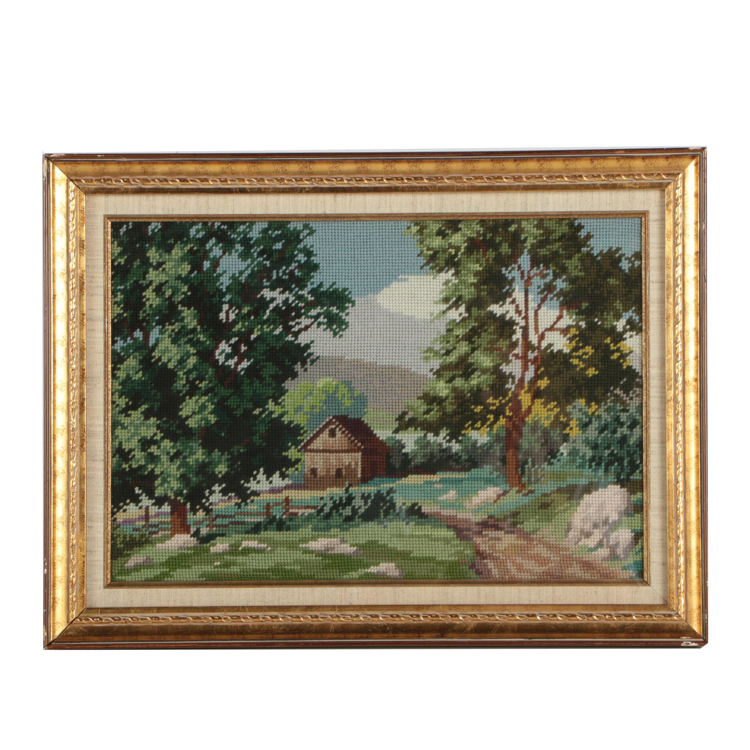 Needlepoint of a Country Farm