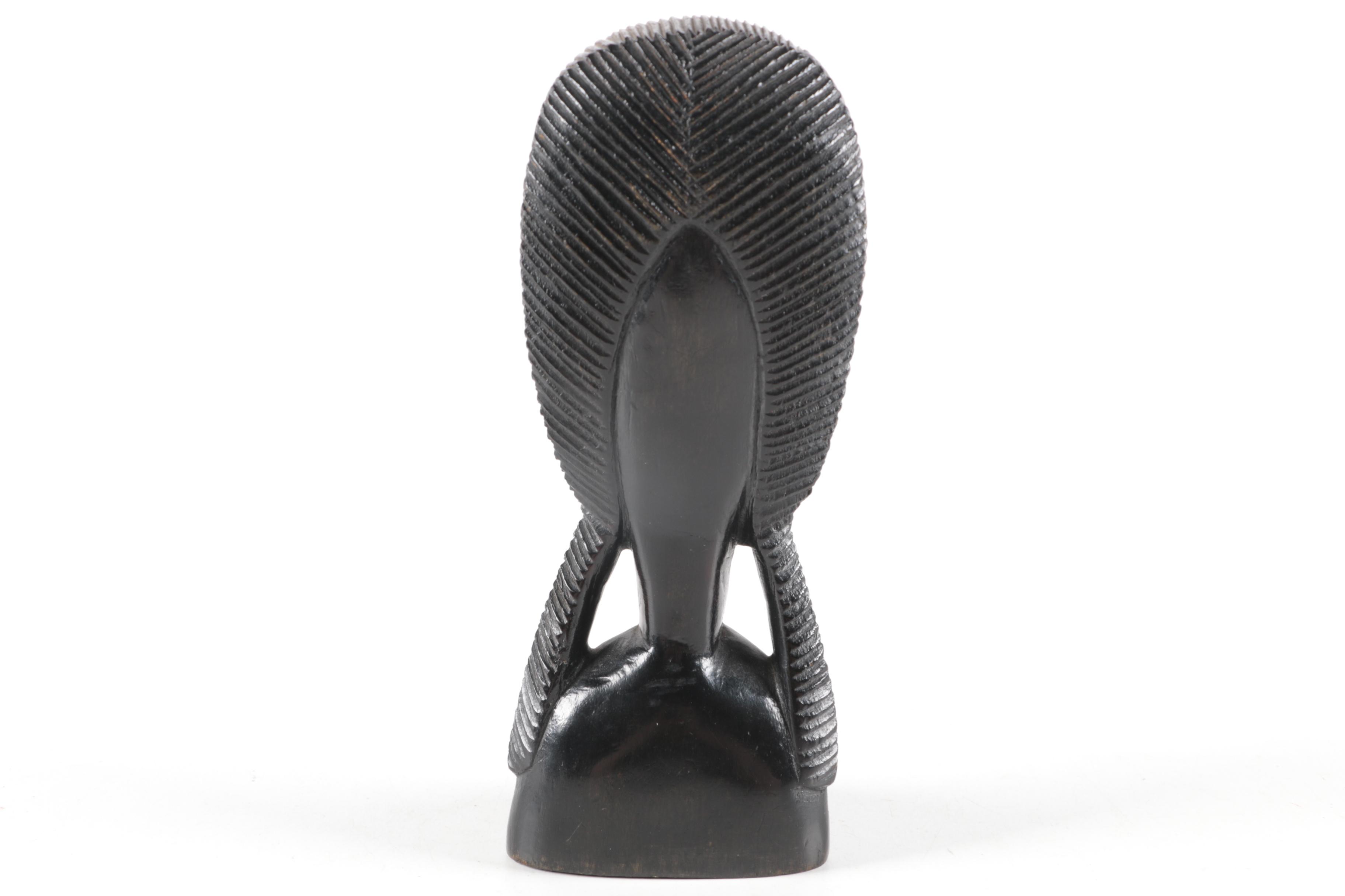 Hand-Carved Modern African-Style Wood Bust