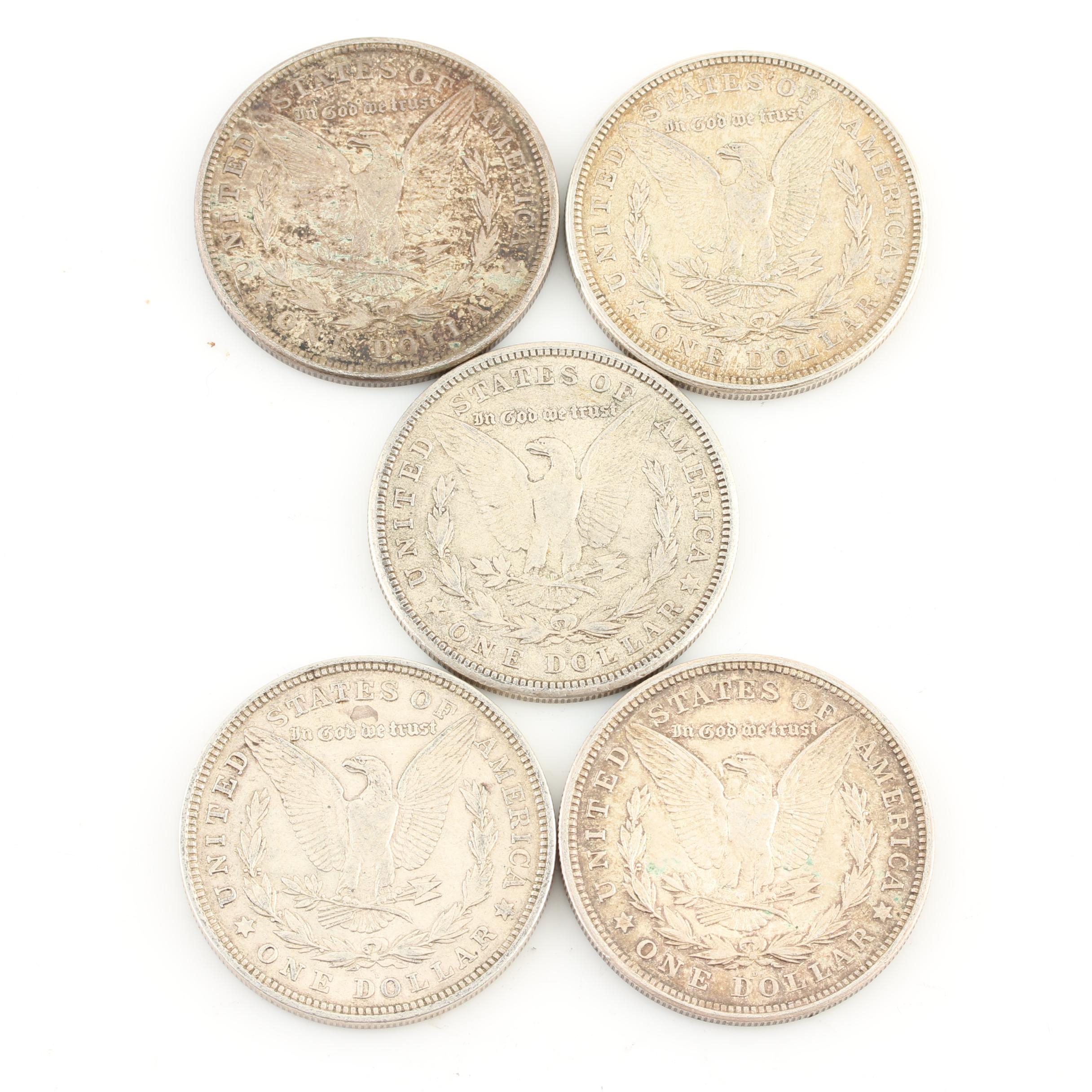 Five Morgan Silver Dollars