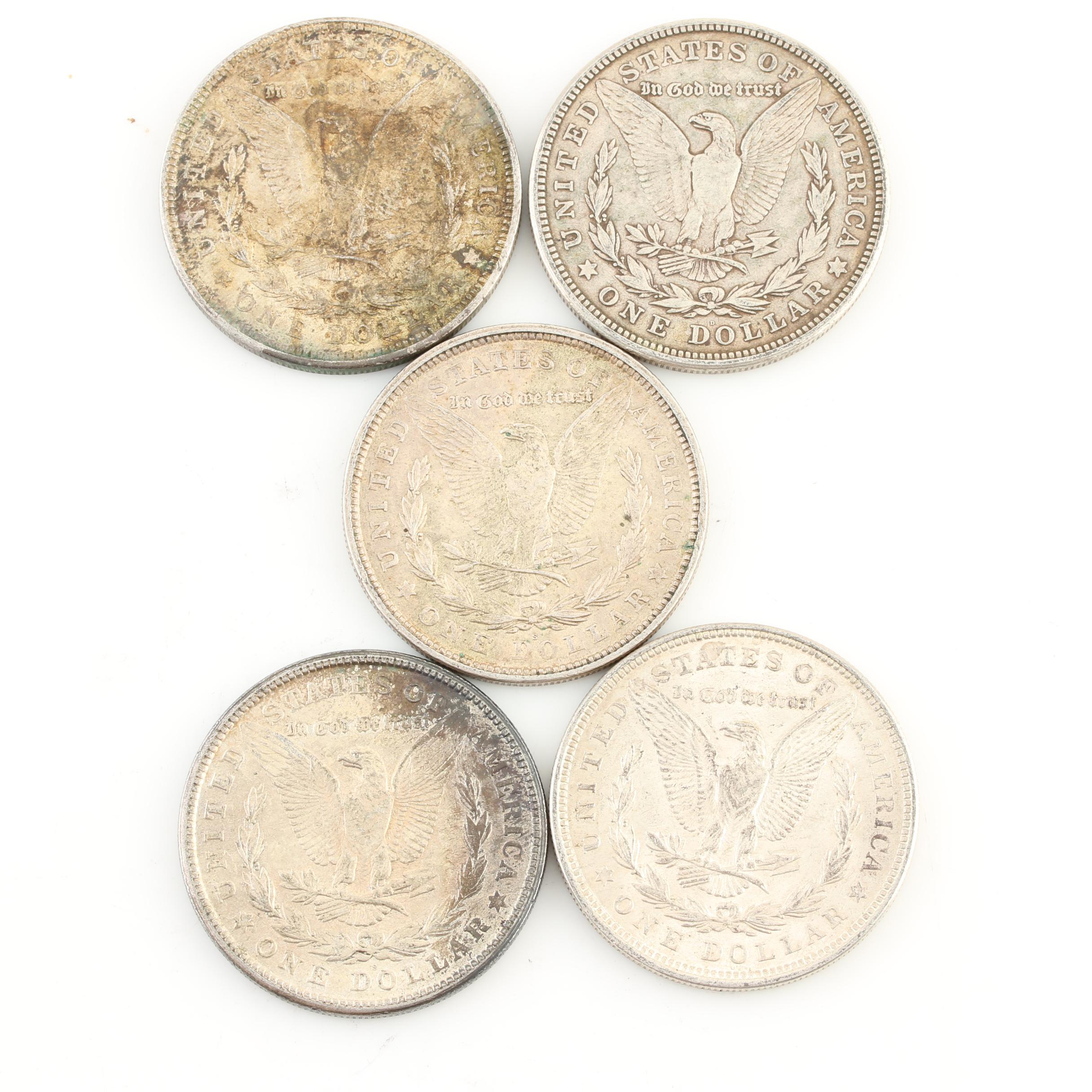 Five Morgan Silver Dollars