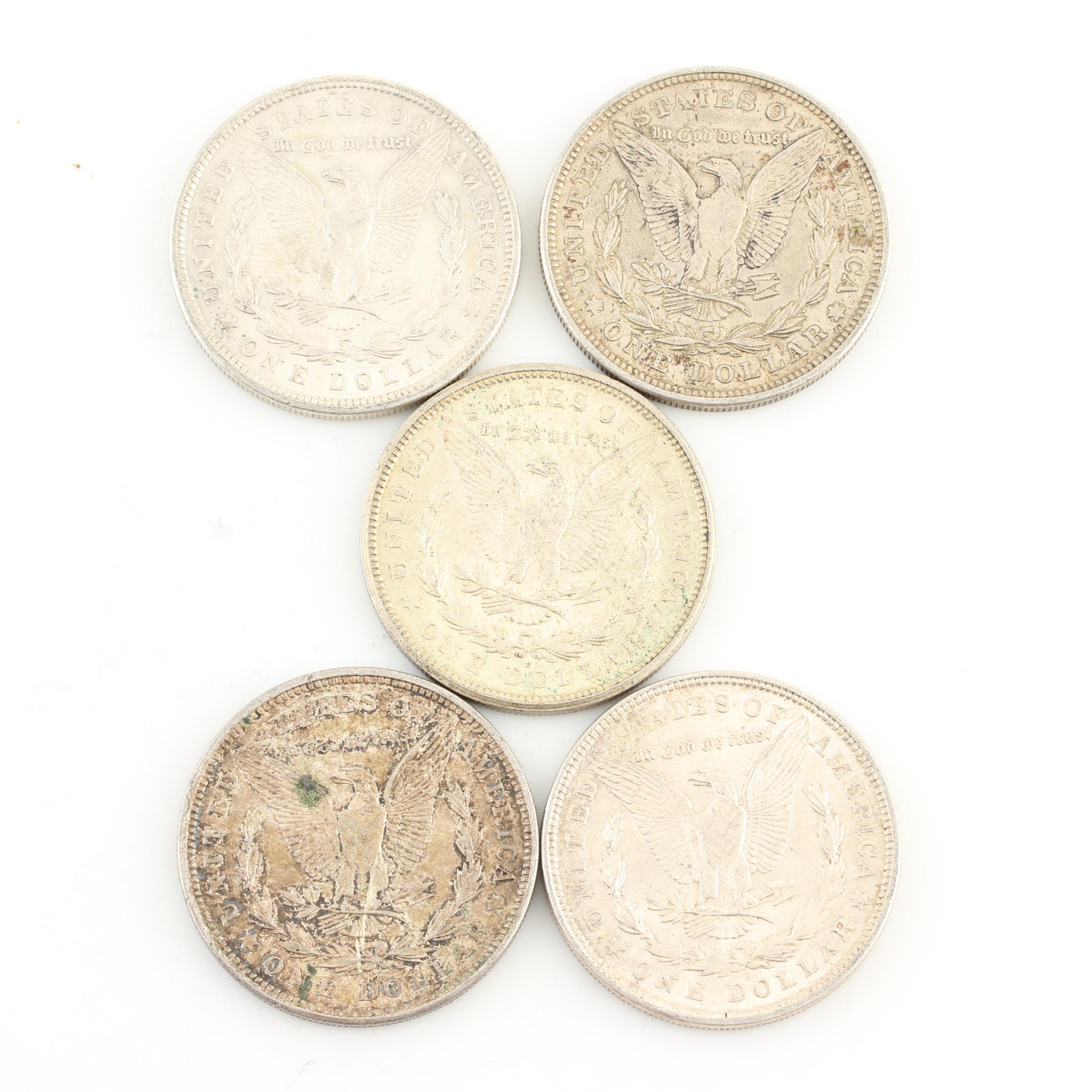 Five Morgan Silver Dollars