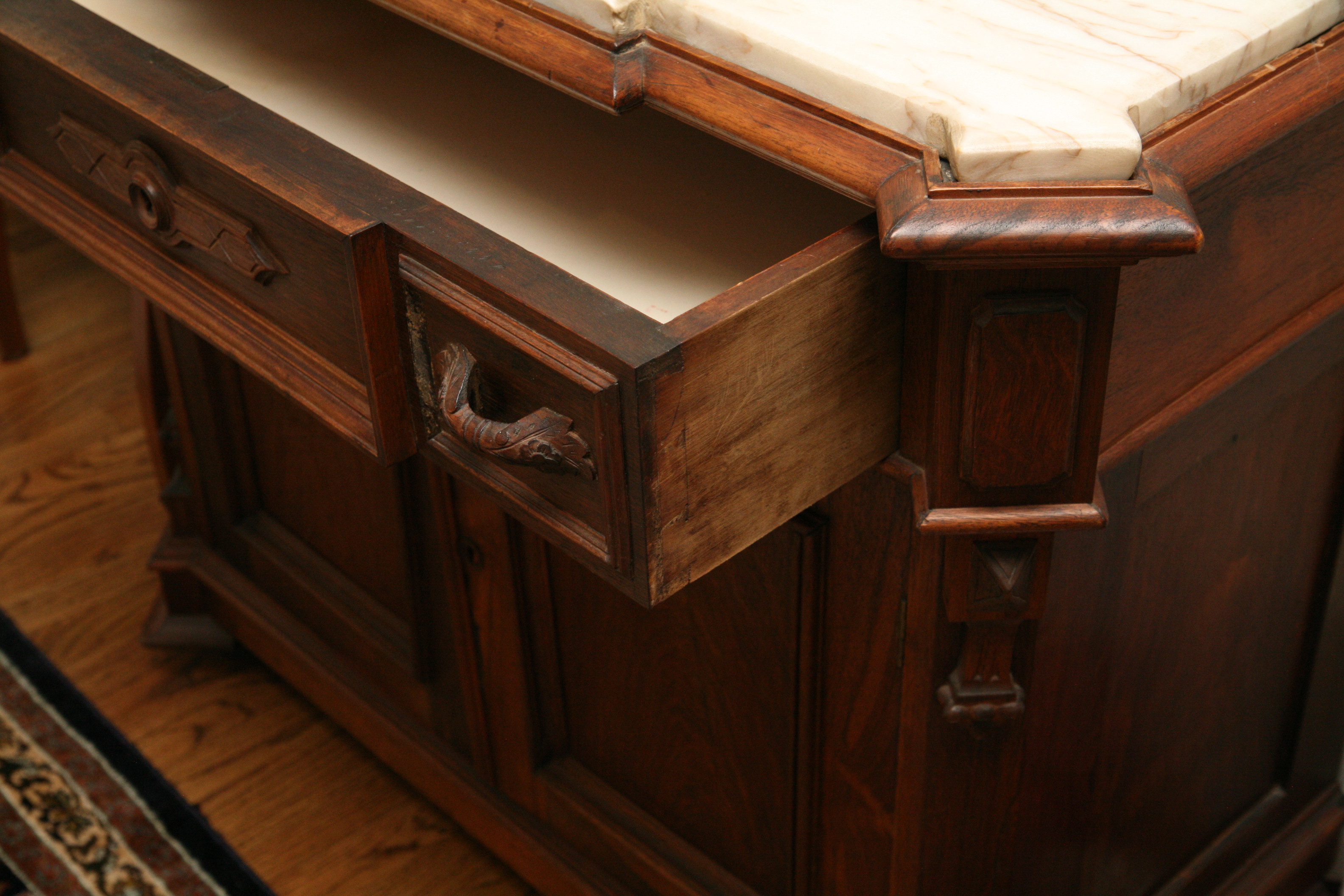 Eastlake Style Stone Top Sideboard