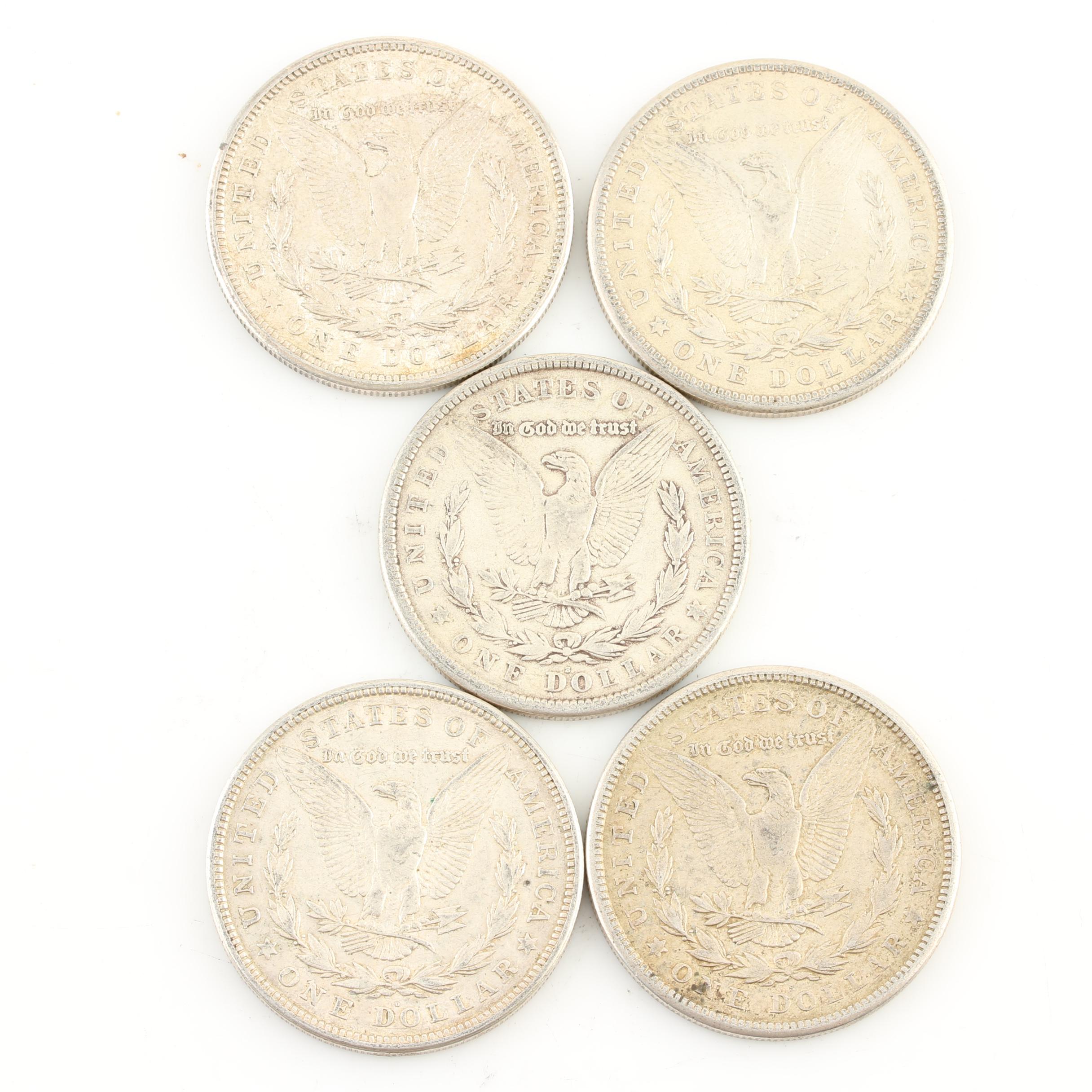 Five Morgan Silver Dollars