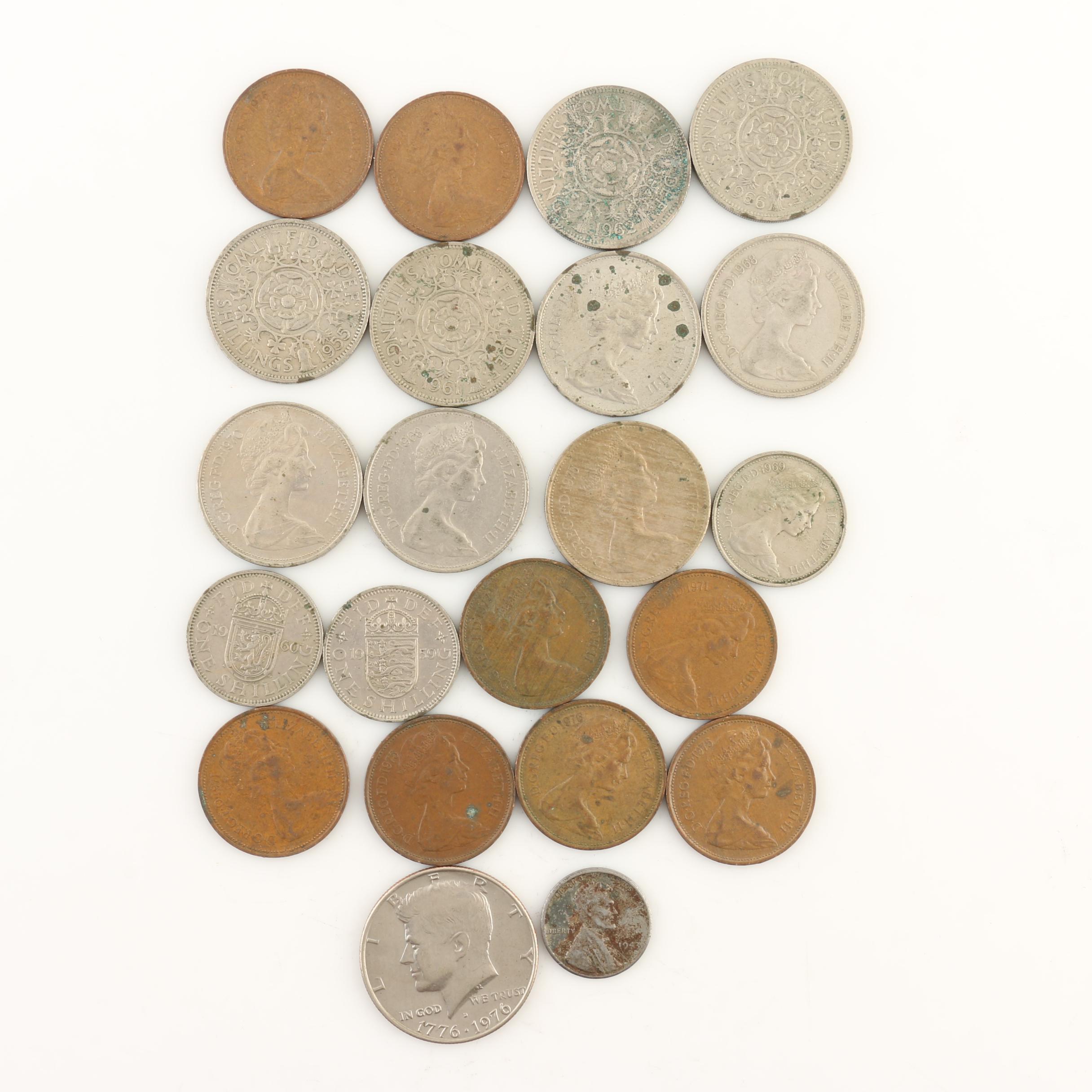 Twenty Vintage Coins from the United Kingdom