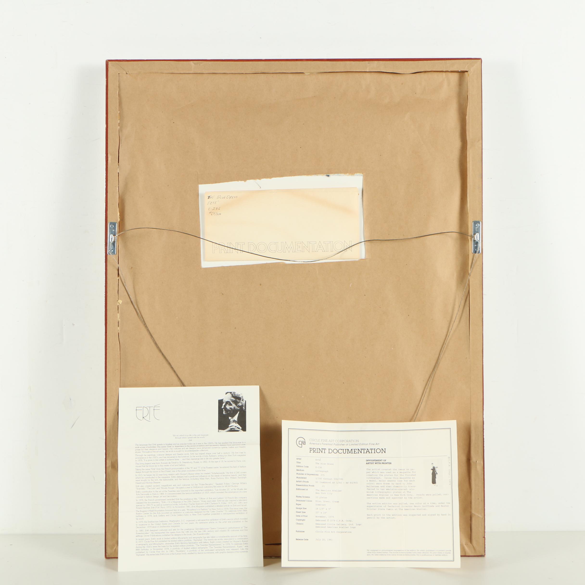 Erté Limited Edition Lithograph "Blue Dress"