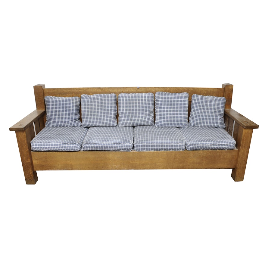 Vintage Craftsman Style Oak Sofa