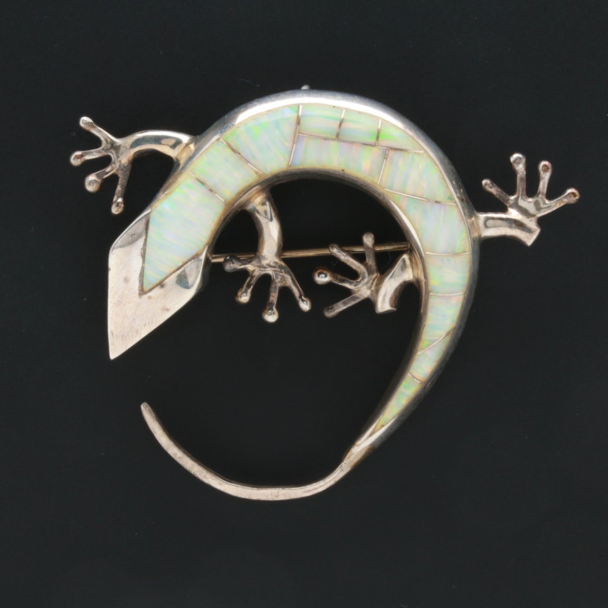 Sterling Silver Synthetic Opal Converter Brooch