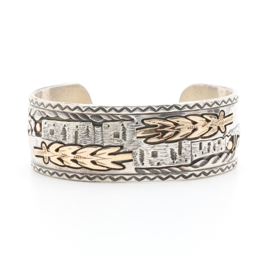 Southwestern Style Sterling Silver Wheat Motif Cuff Bracelet
