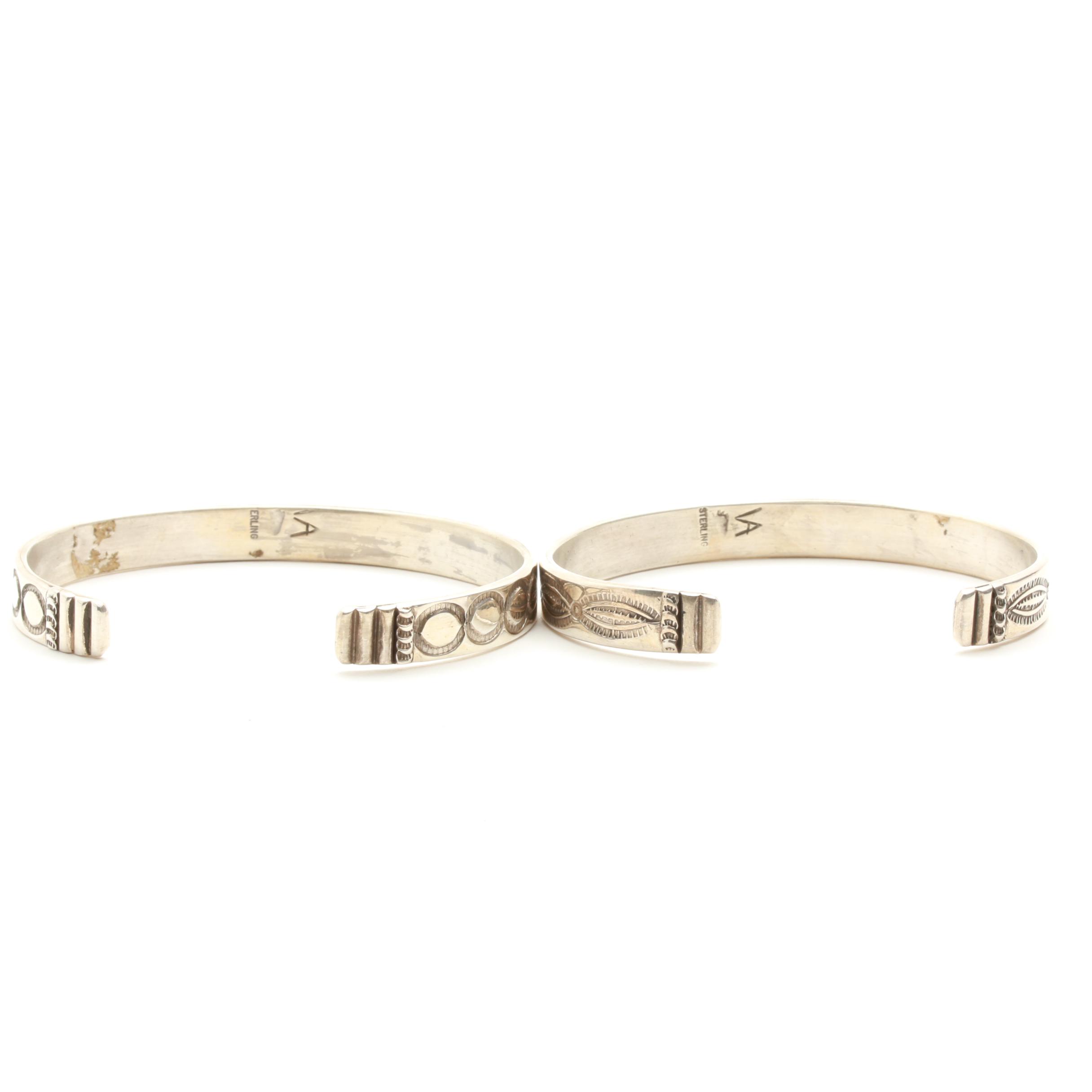 Vidal Aragon Kewa Pueblo, Santo Domingo Sterling Silver Storyteller Bracelets