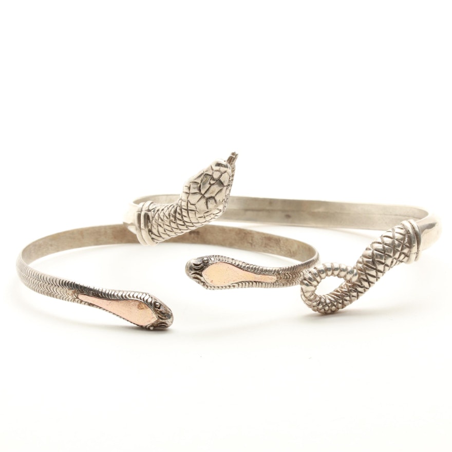 Sterling Silver Serpent Cuff Bracelets