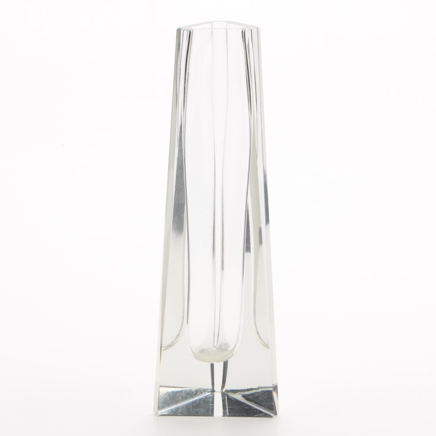 Signed Triangular Crystal Vase