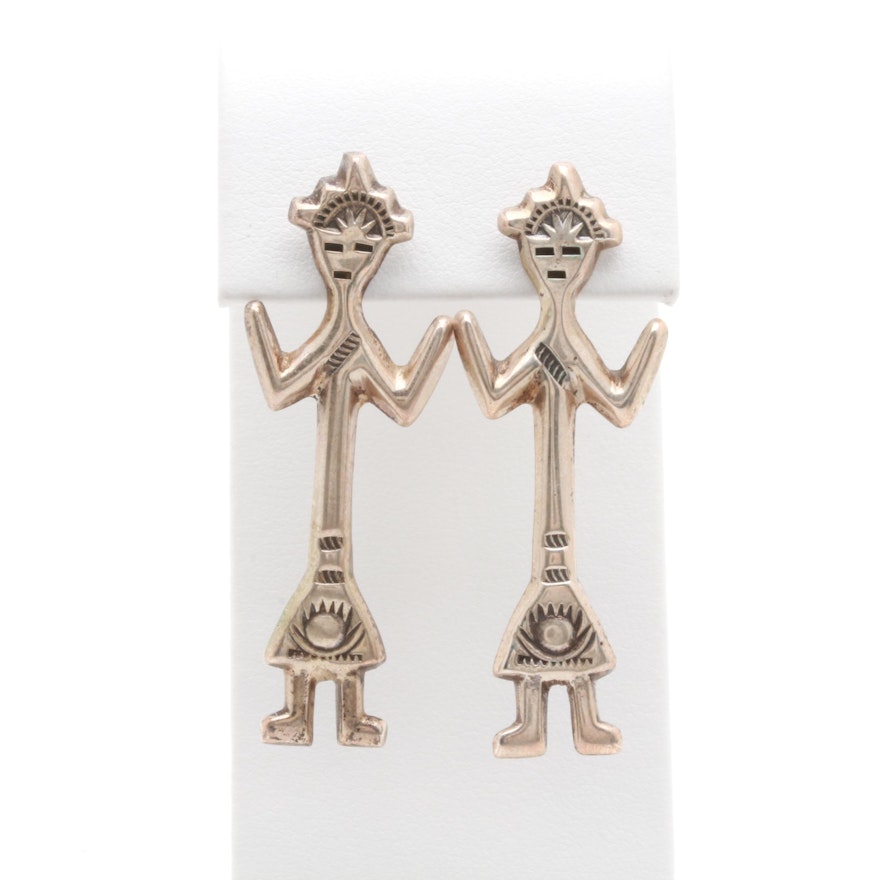 Southwestern Style Sterling Silver Yei Figurine Earrings