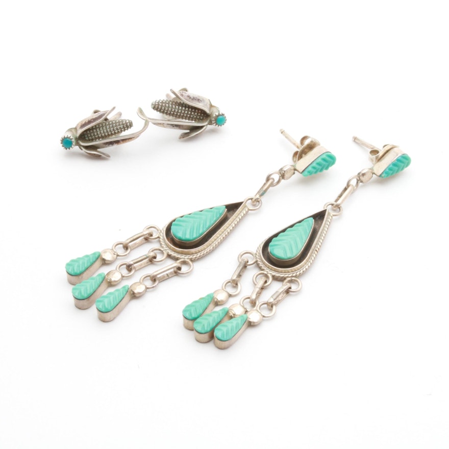 Southwestern Style Sterling Silver Turquoise Earring Selection