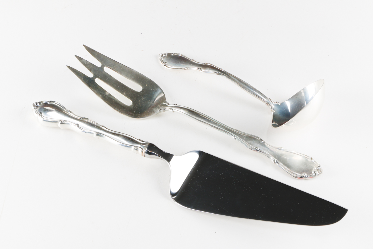 Towle "Fontana" Sterling Silver Flatware in Case Plus Carvel Hall Carving Set