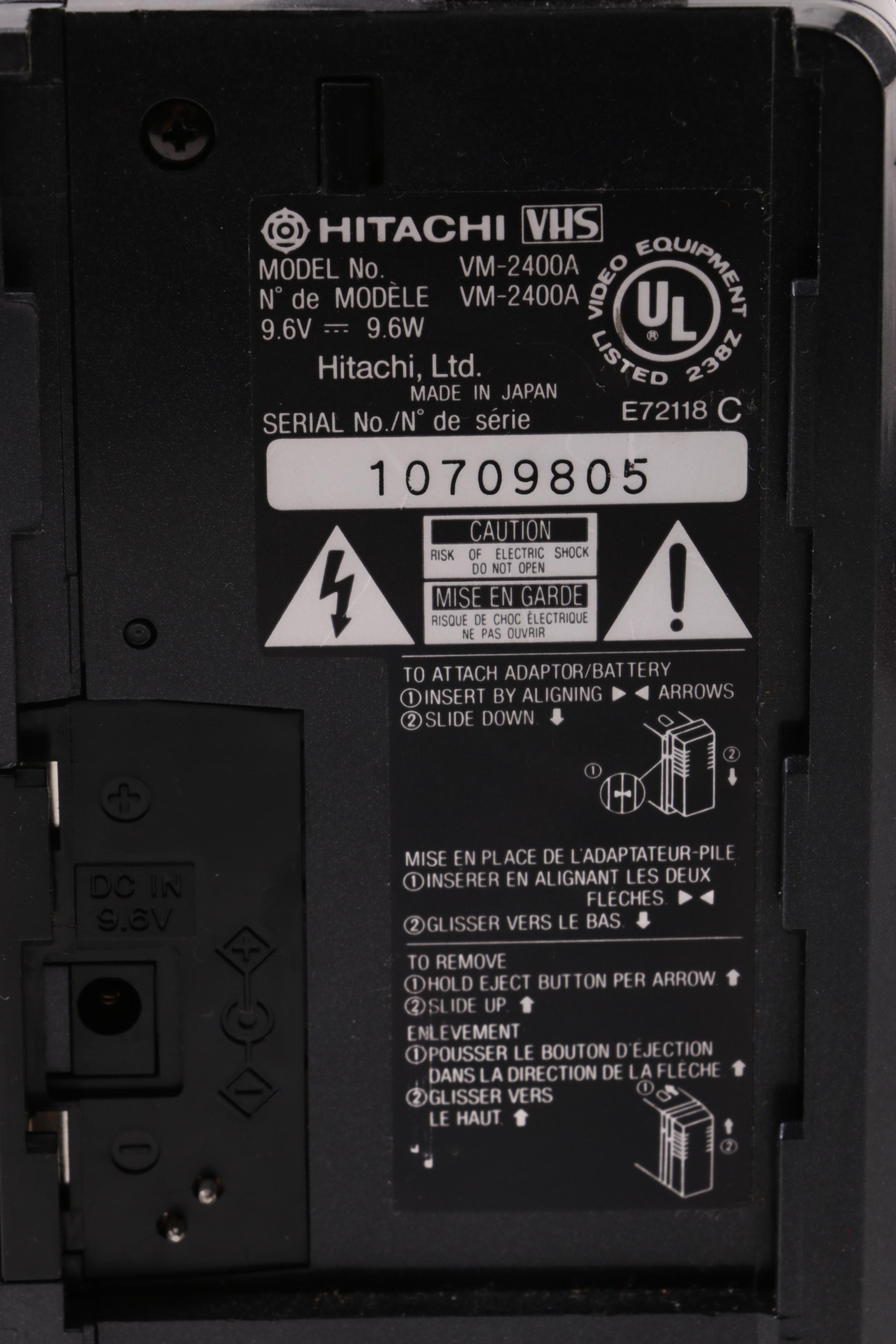 Hitachi VM-2400A VHS Camcorder with Case and Accessories