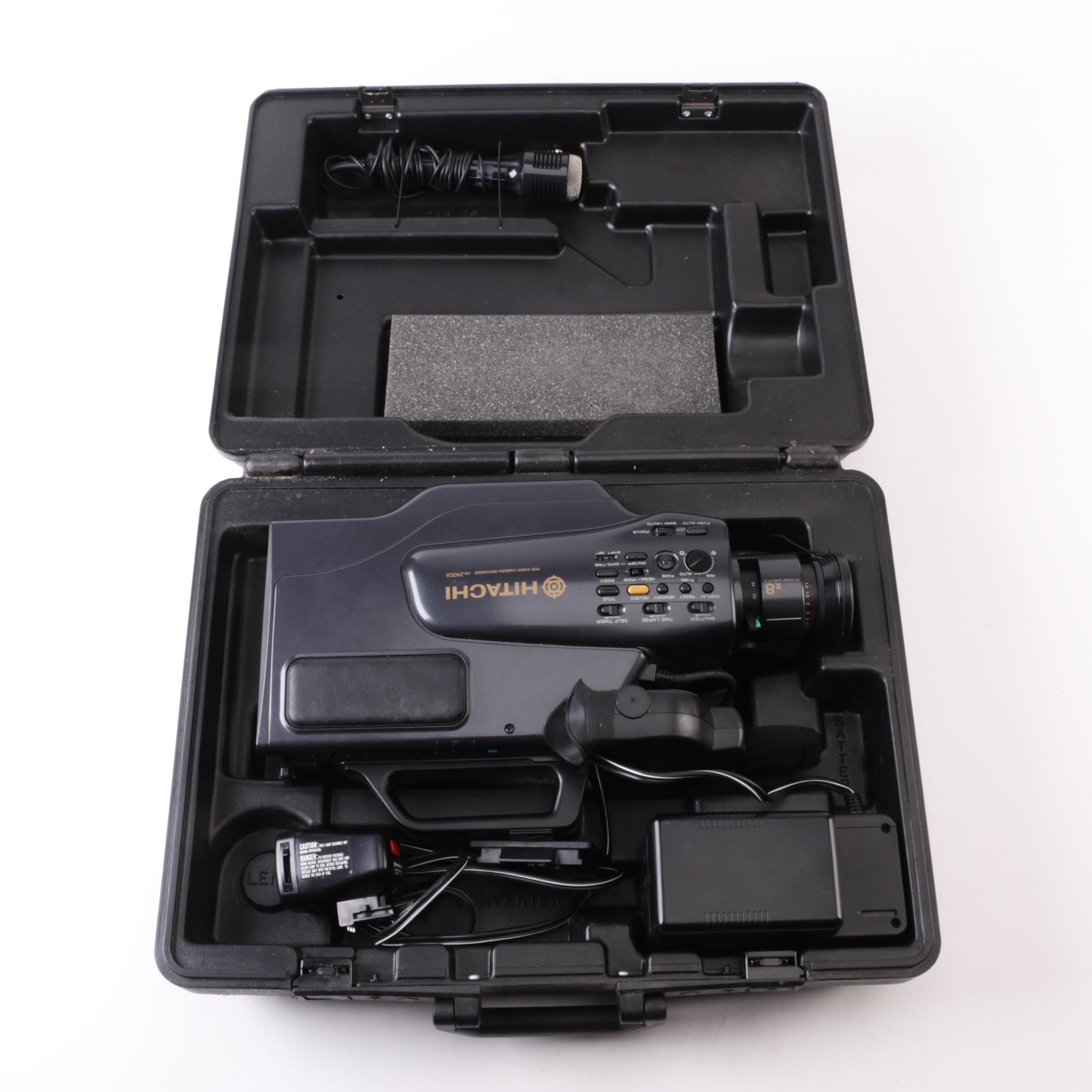 Hitachi VM-2400A VHS Camcorder with Case and Accessories