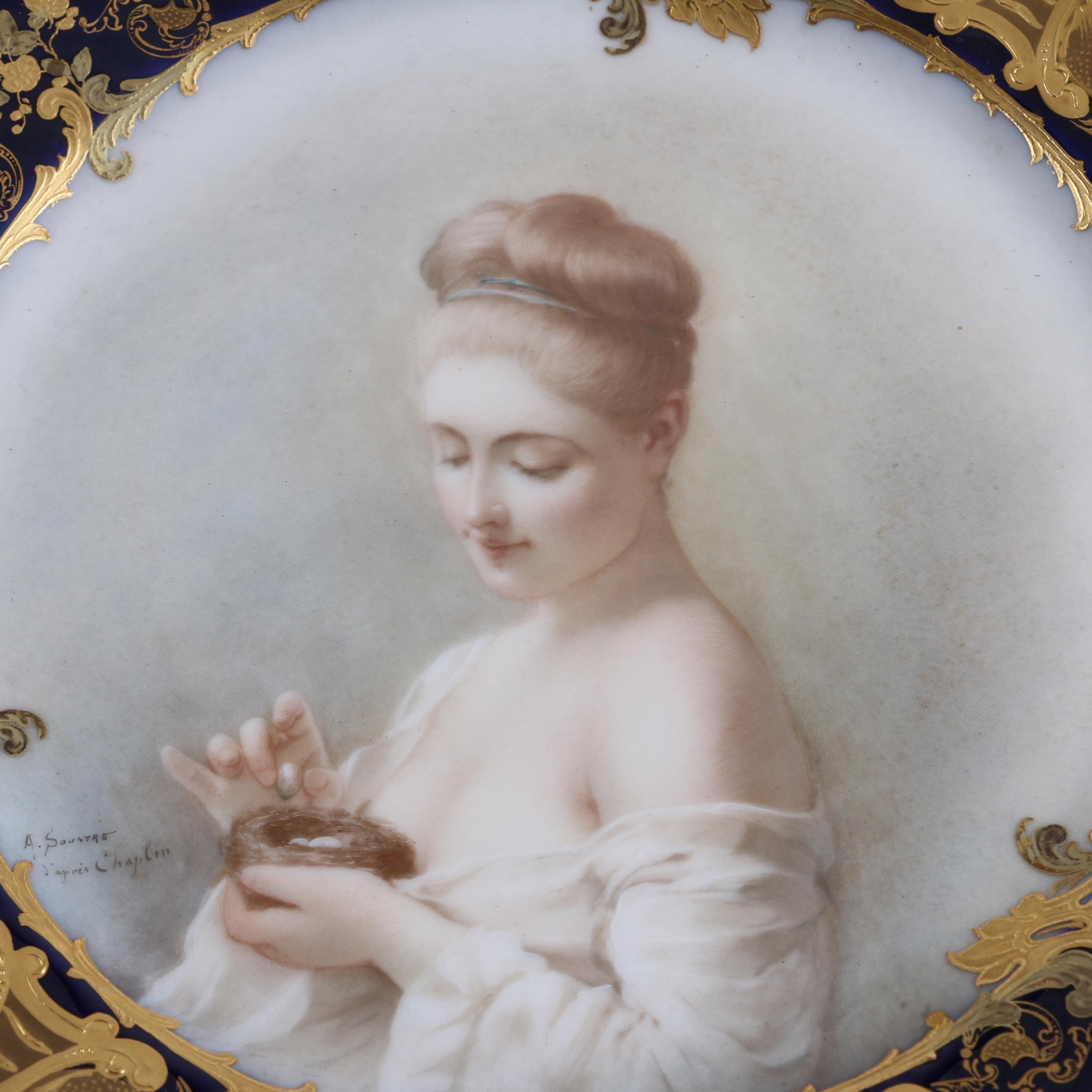 Hand-Painted Haviland Limoges Porcelain Portrait Cabinet Plates ca. 1888-96