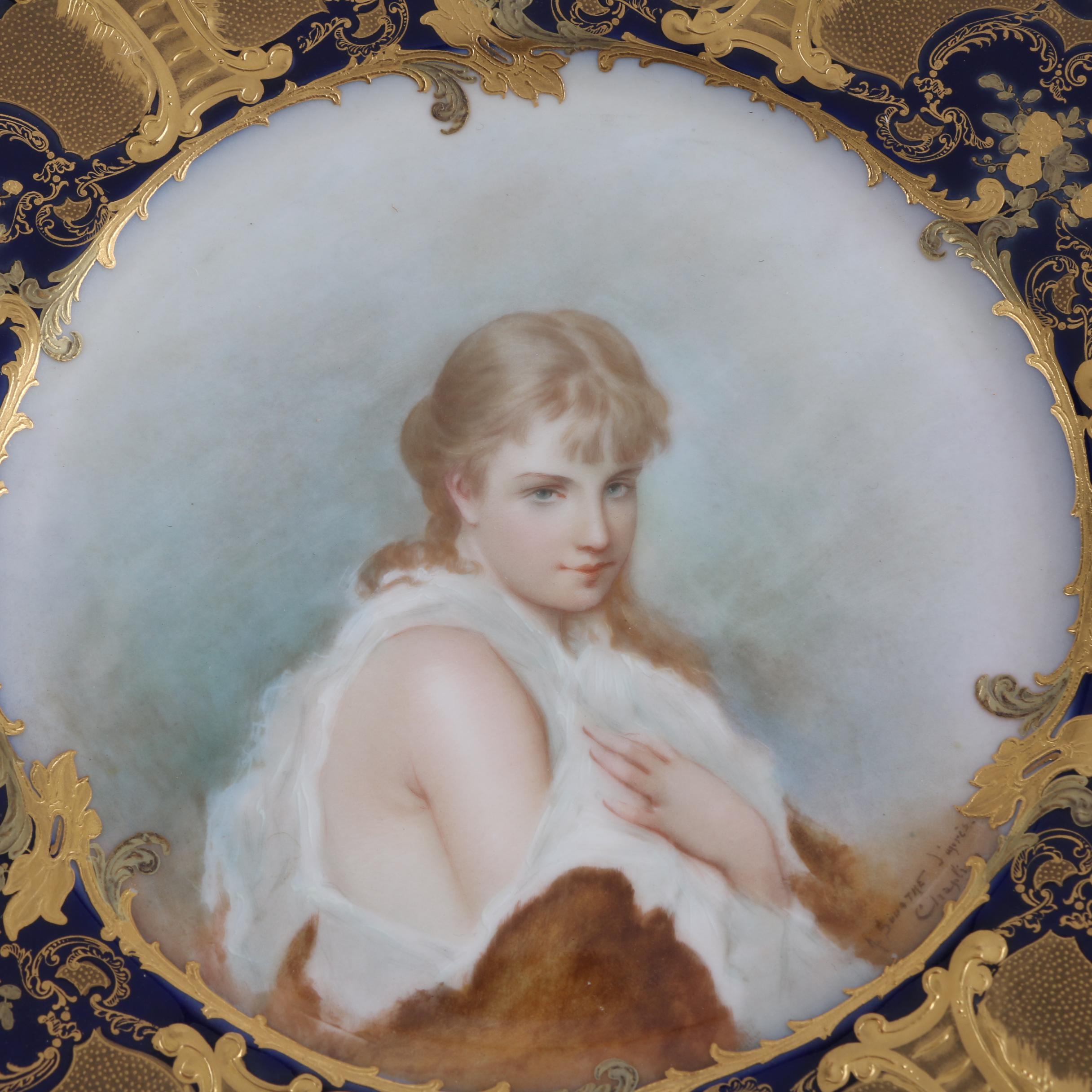 Hand-Painted Haviland Limoges Porcelain Portrait Cabinet Plates ca. 1888-96