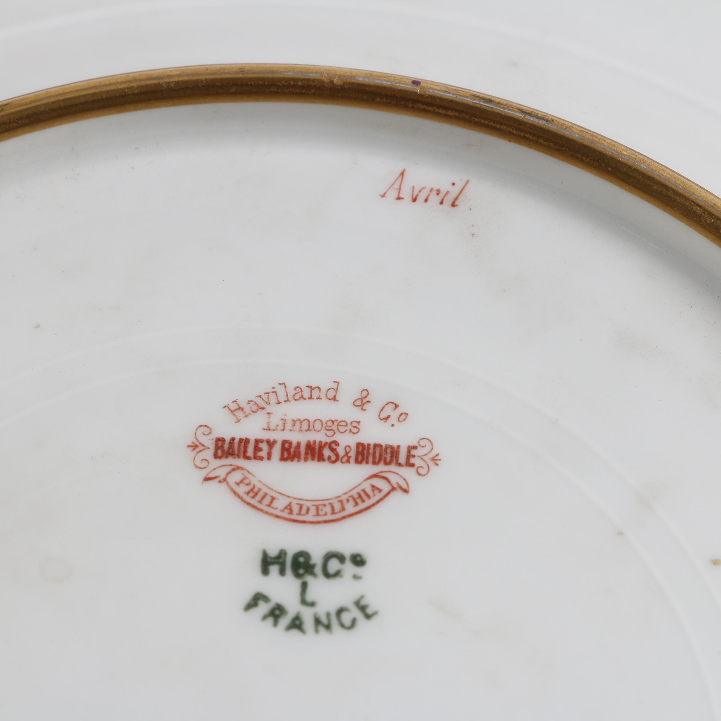 Hand-Painted Haviland Limoges Porcelain Portrait Cabinet Plates ca. 1888-96