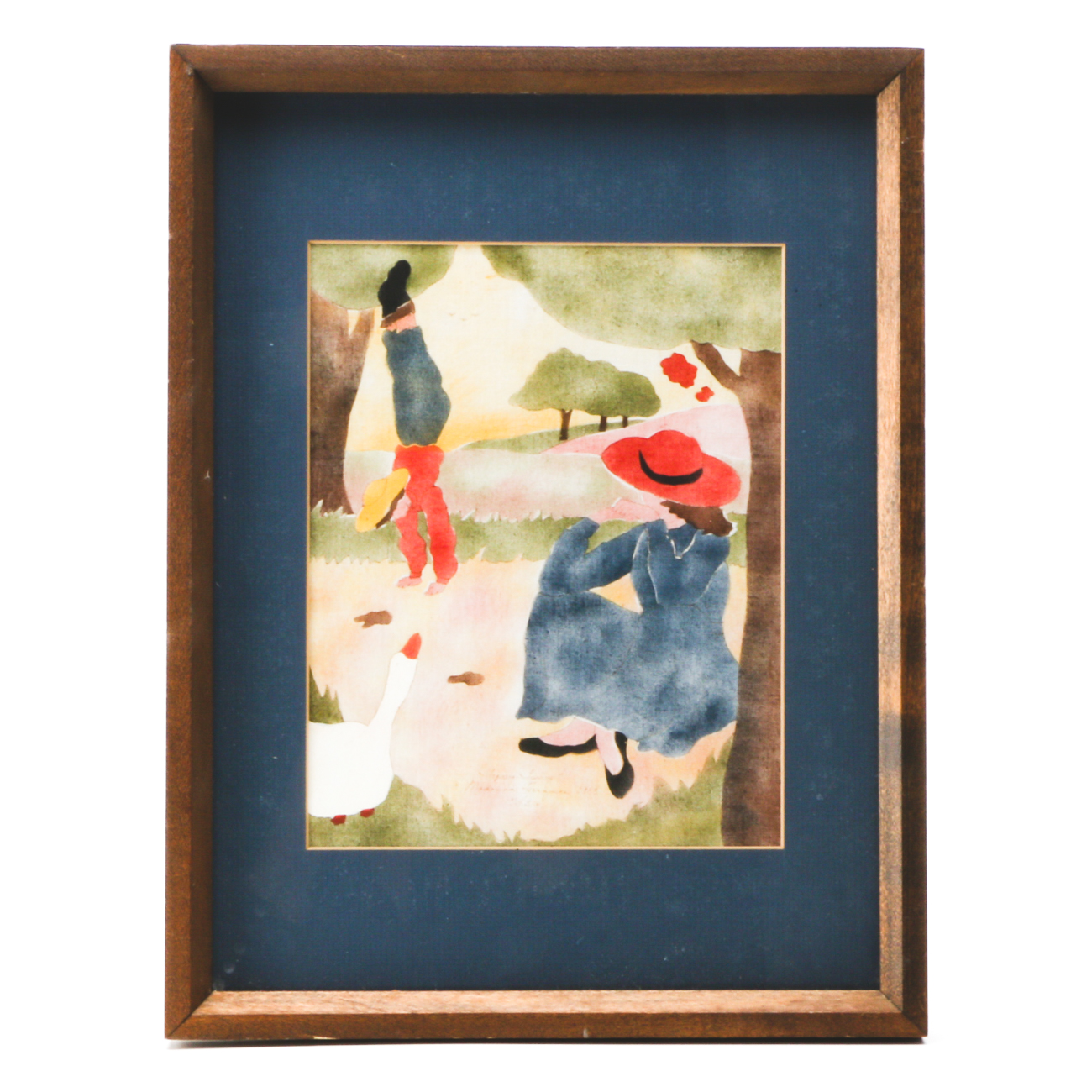 Madonna Ferguson Vintage Stencil Painting on Fabric "Topsy Turvy"