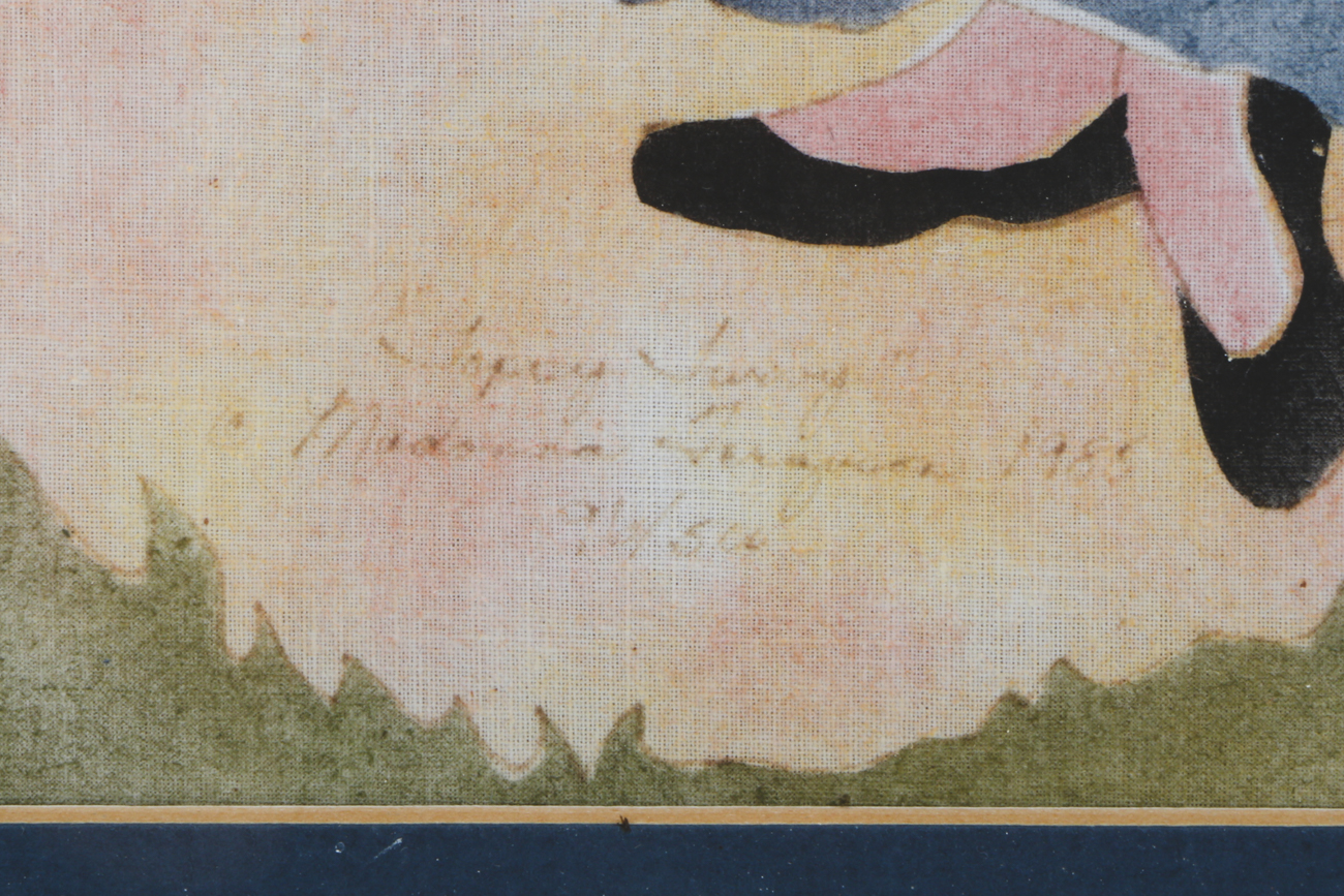 Madonna Ferguson Vintage Stencil Painting on Fabric "Topsy Turvy"