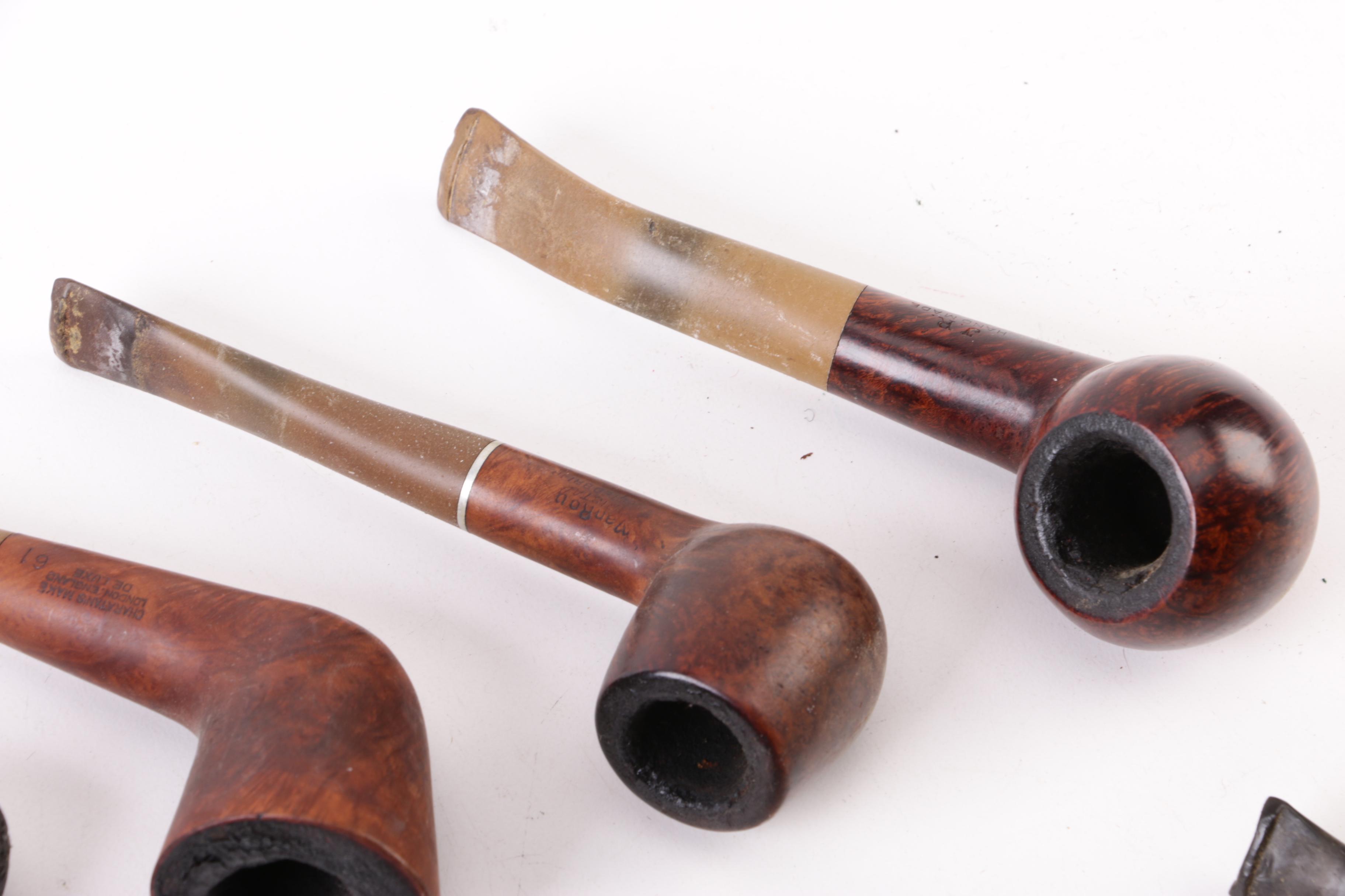Briar Wood Pipes and Duk-It Walnut Pipe Stand with Humidor