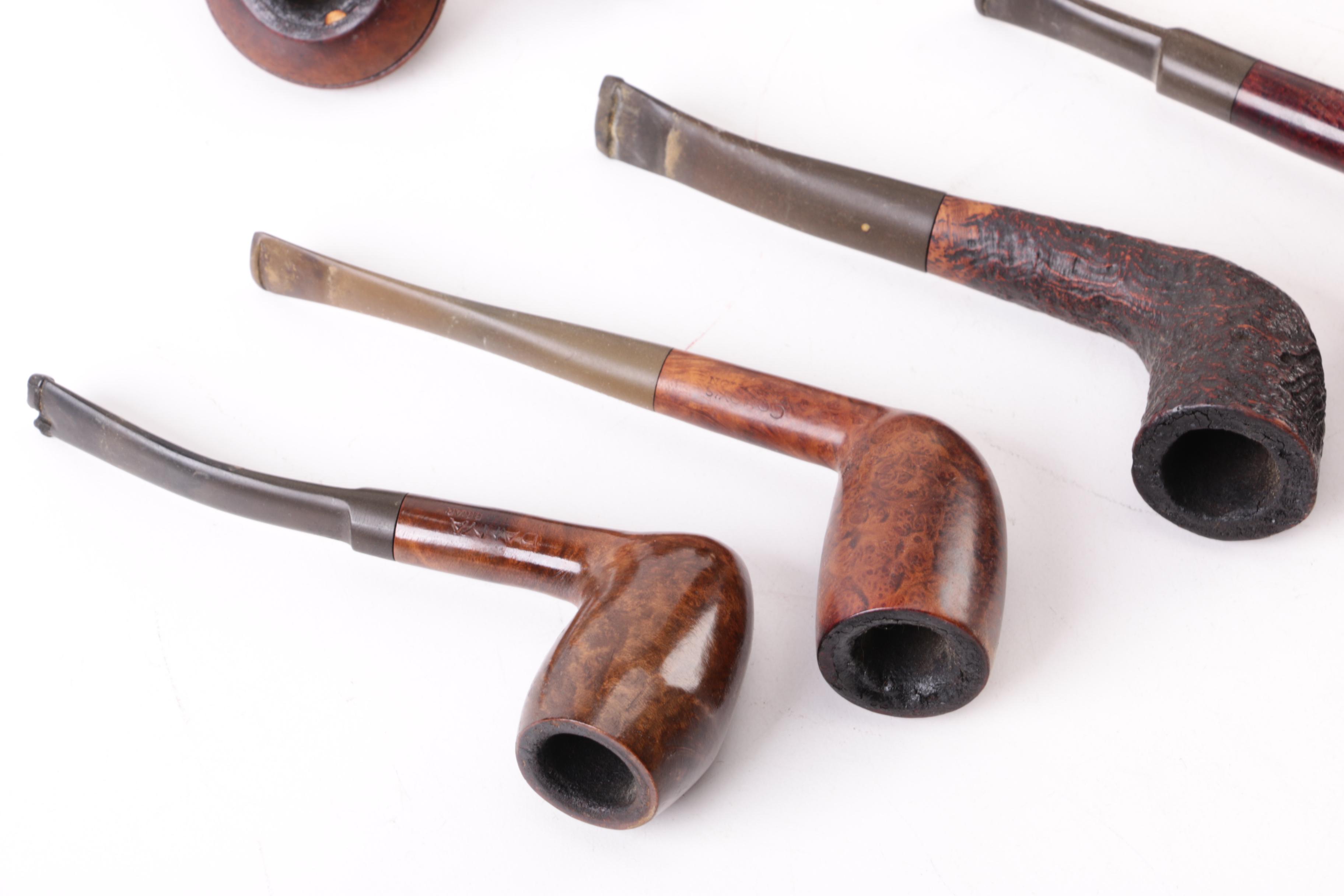 Briar Wood Pipes and Duk-It Walnut Pipe Stand with Humidor