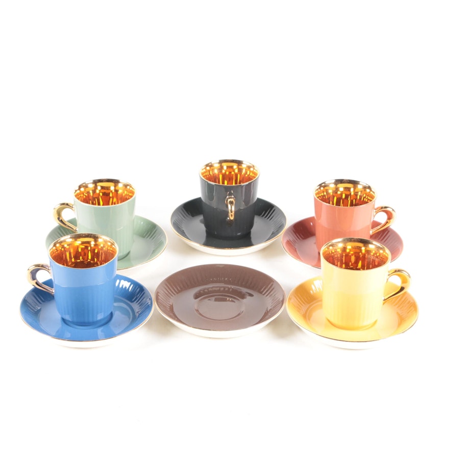 Vintage Figgjo Flint Ceramic Demitasse Cups and Saucers