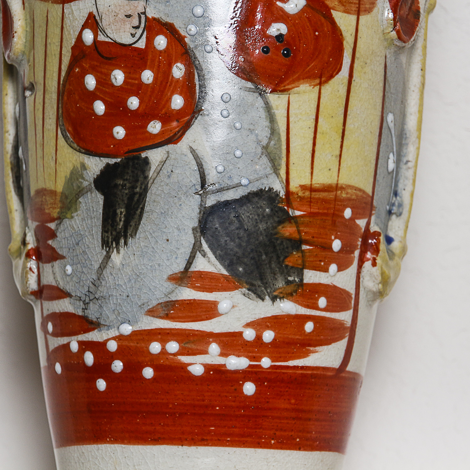 Japanese Hand-Painted Ceramic Vase with Moriage Accents