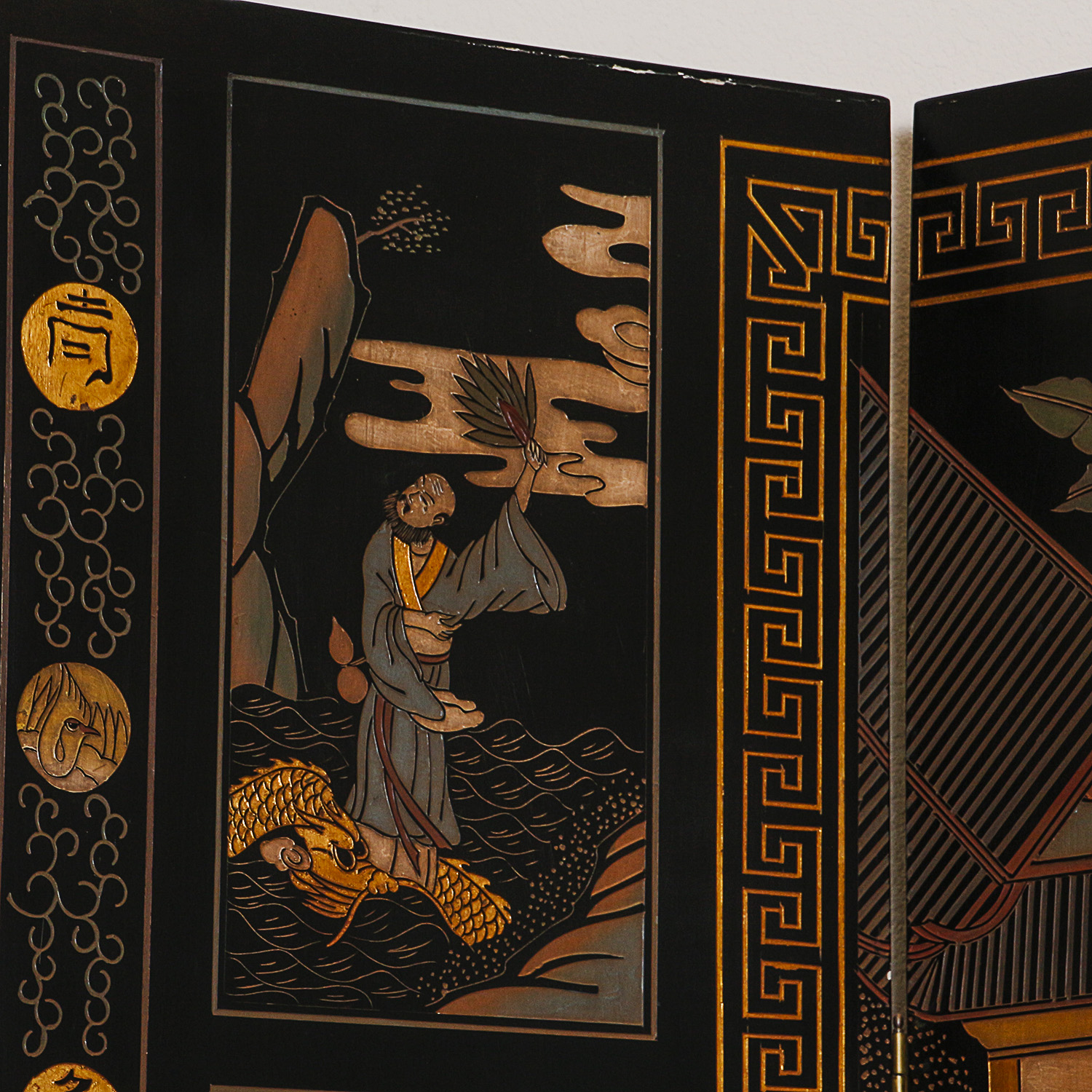 Chinese Coromandel Lacquer Eight Panel Screen