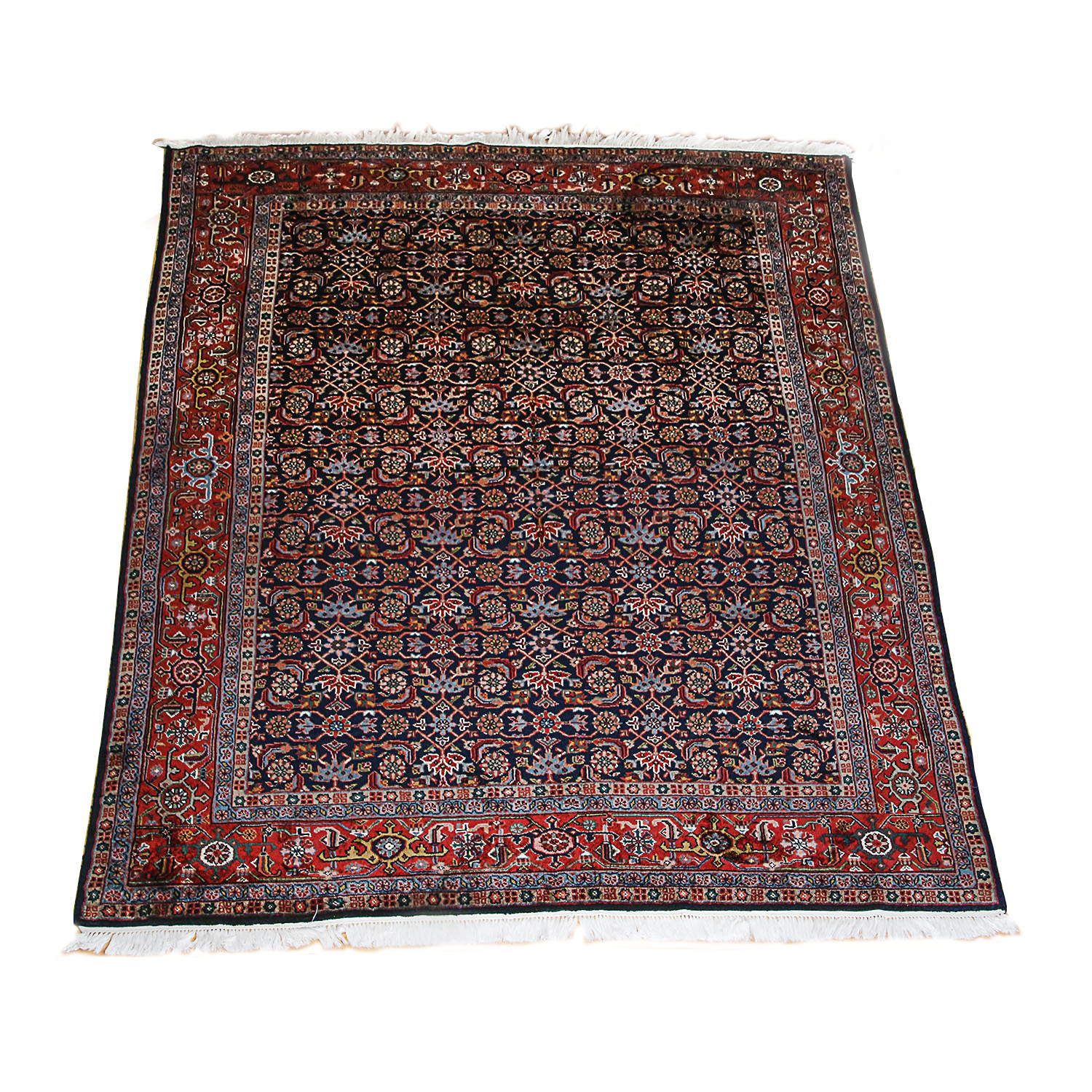 Hand-Knotted Indo-Persian Bijar Wool Area Rug