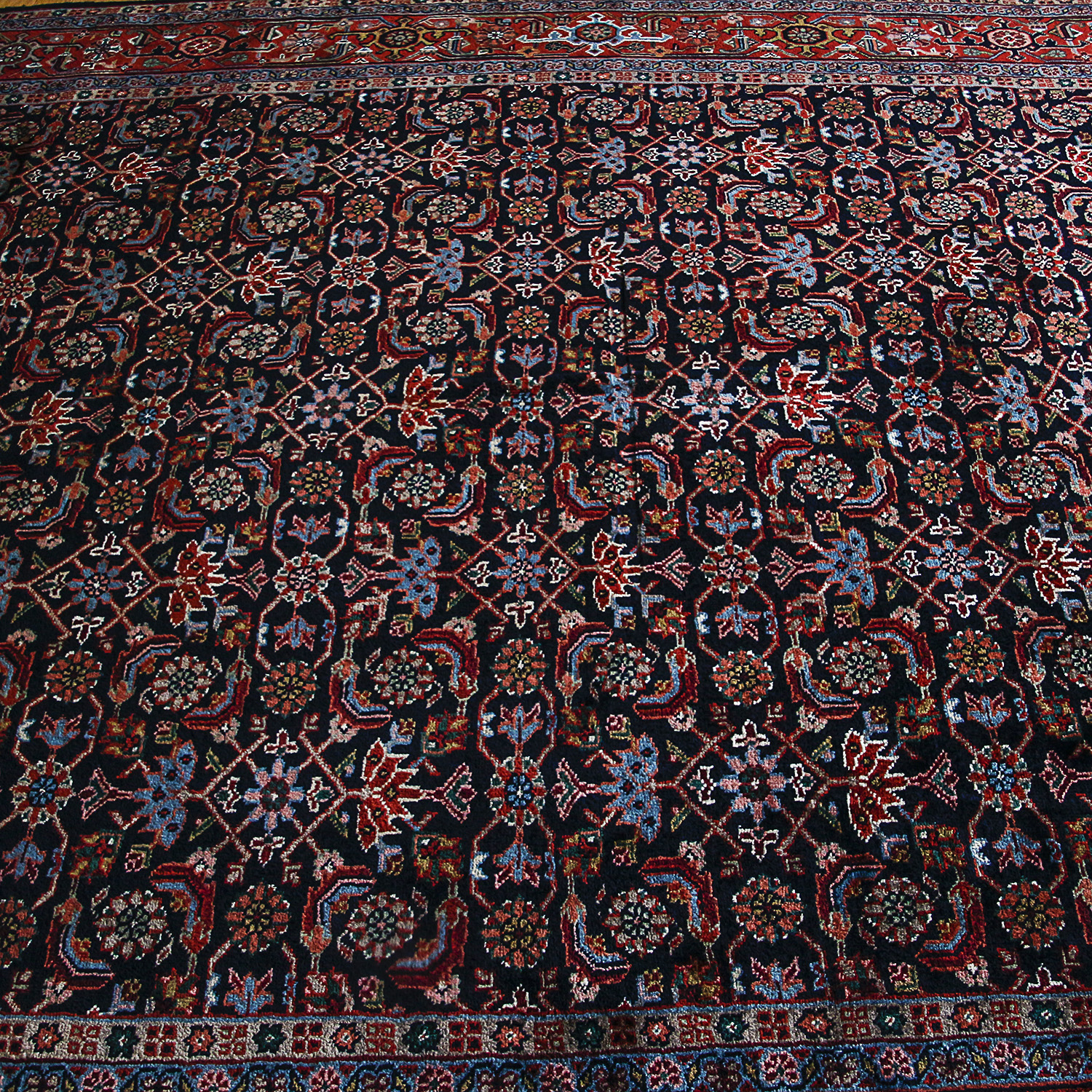 Hand-Knotted Indo-Persian Bijar Wool Area Rug