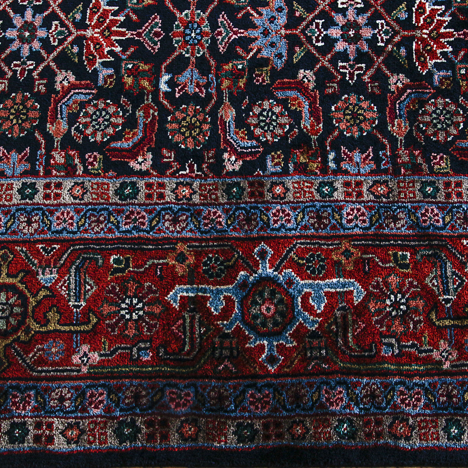 Hand-Knotted Indo-Persian Bijar Wool Area Rug