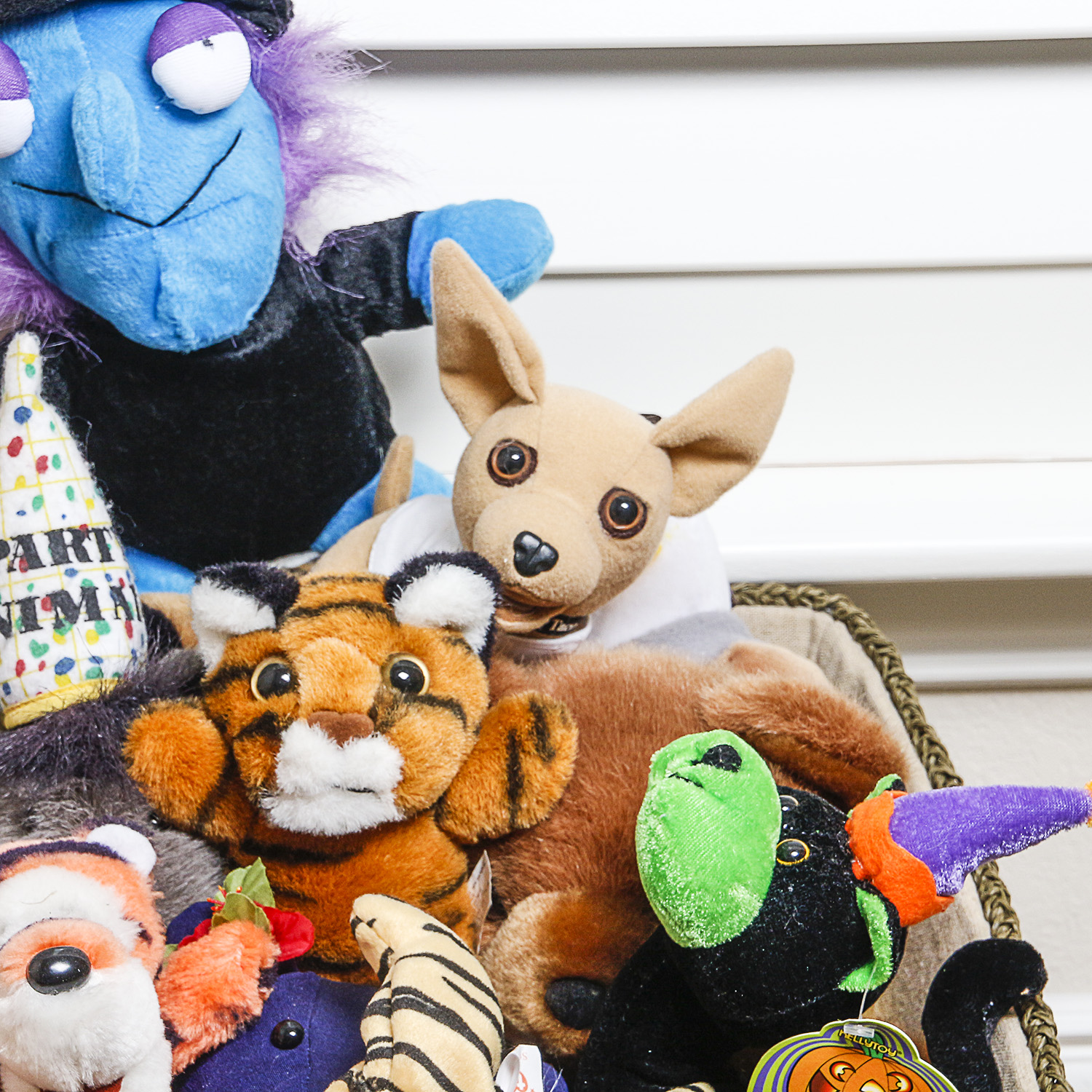 Stuffed Toys, Including Beanie Babies and Basket