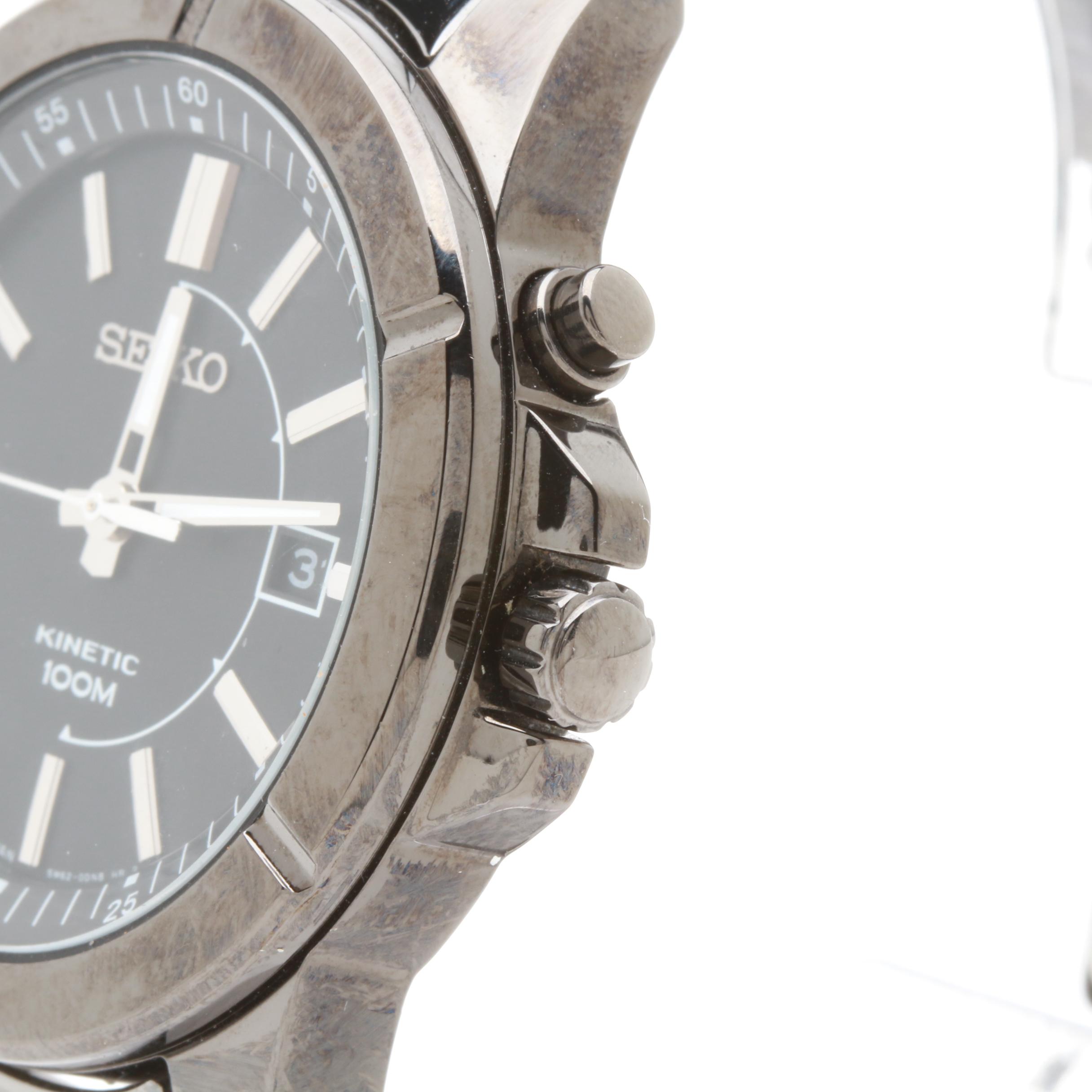 Seiko Stainless Steel Kinetic Watch