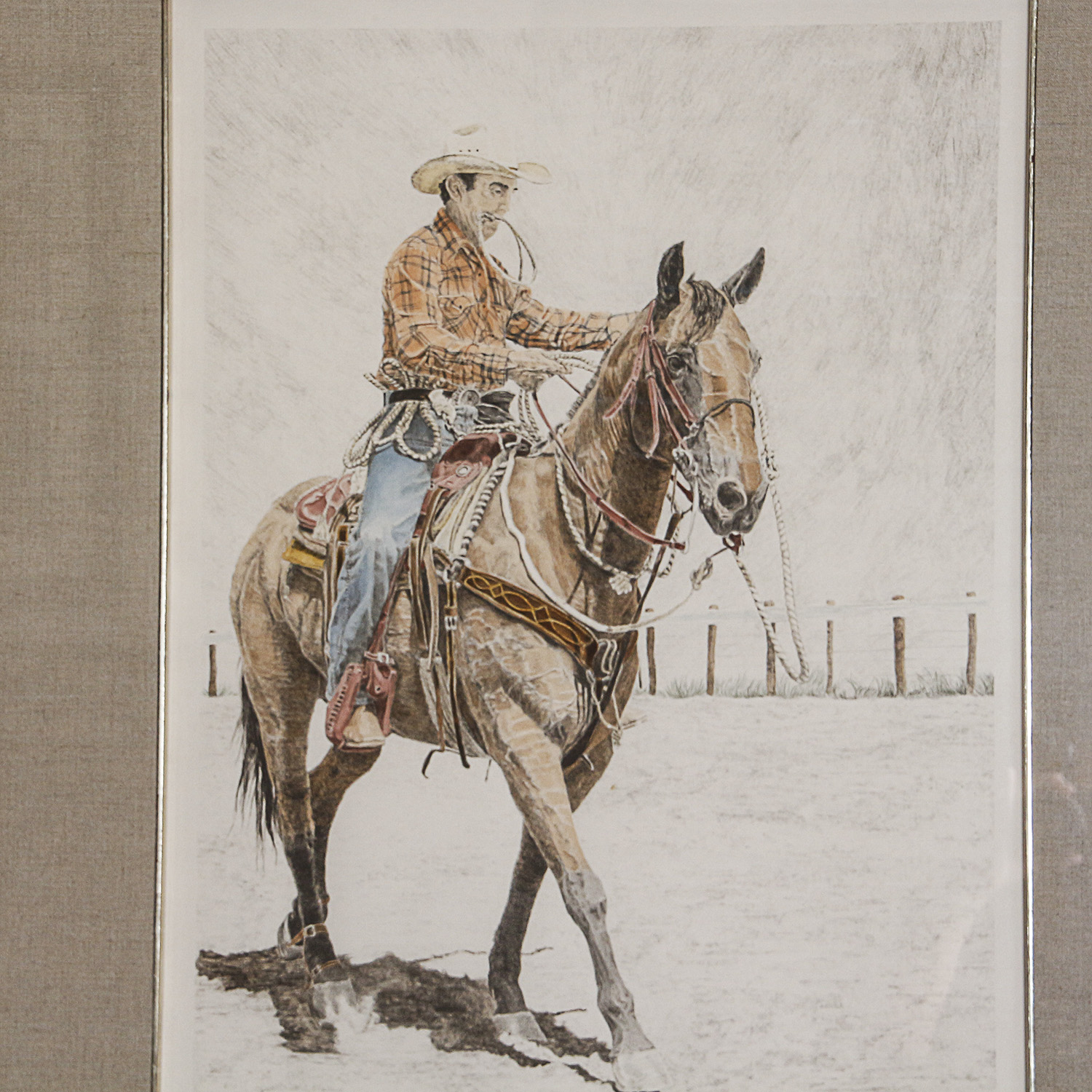 Stephen Newman Lithograph "Calf Roper"