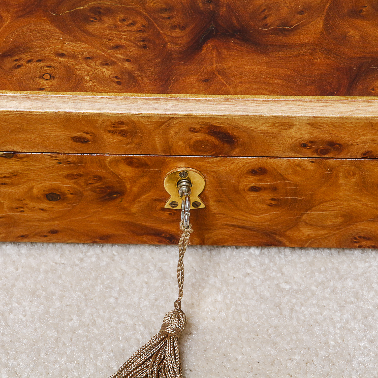 Vintage Burl Walnut Veneer Jewelry Box