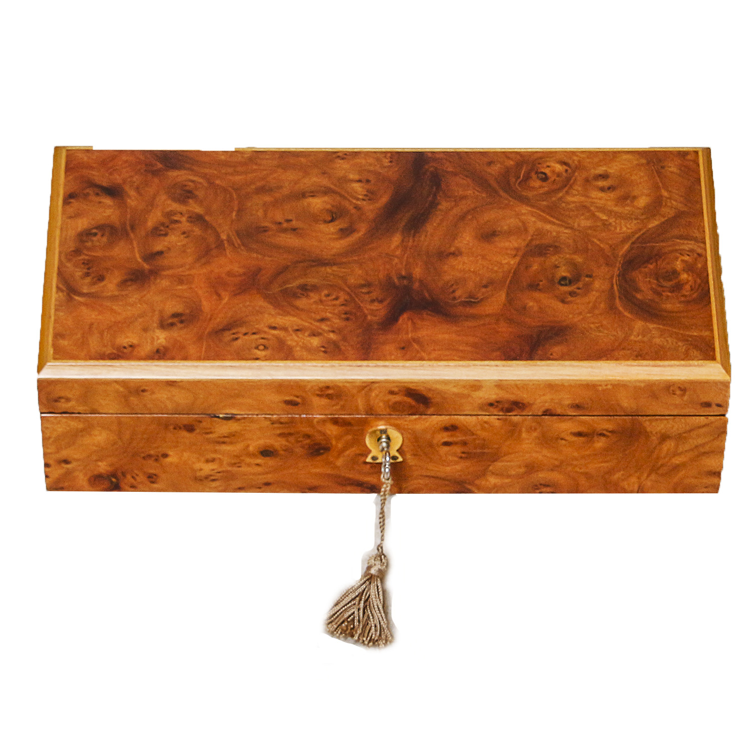 Vintage Burl Walnut Veneer Jewelry Box