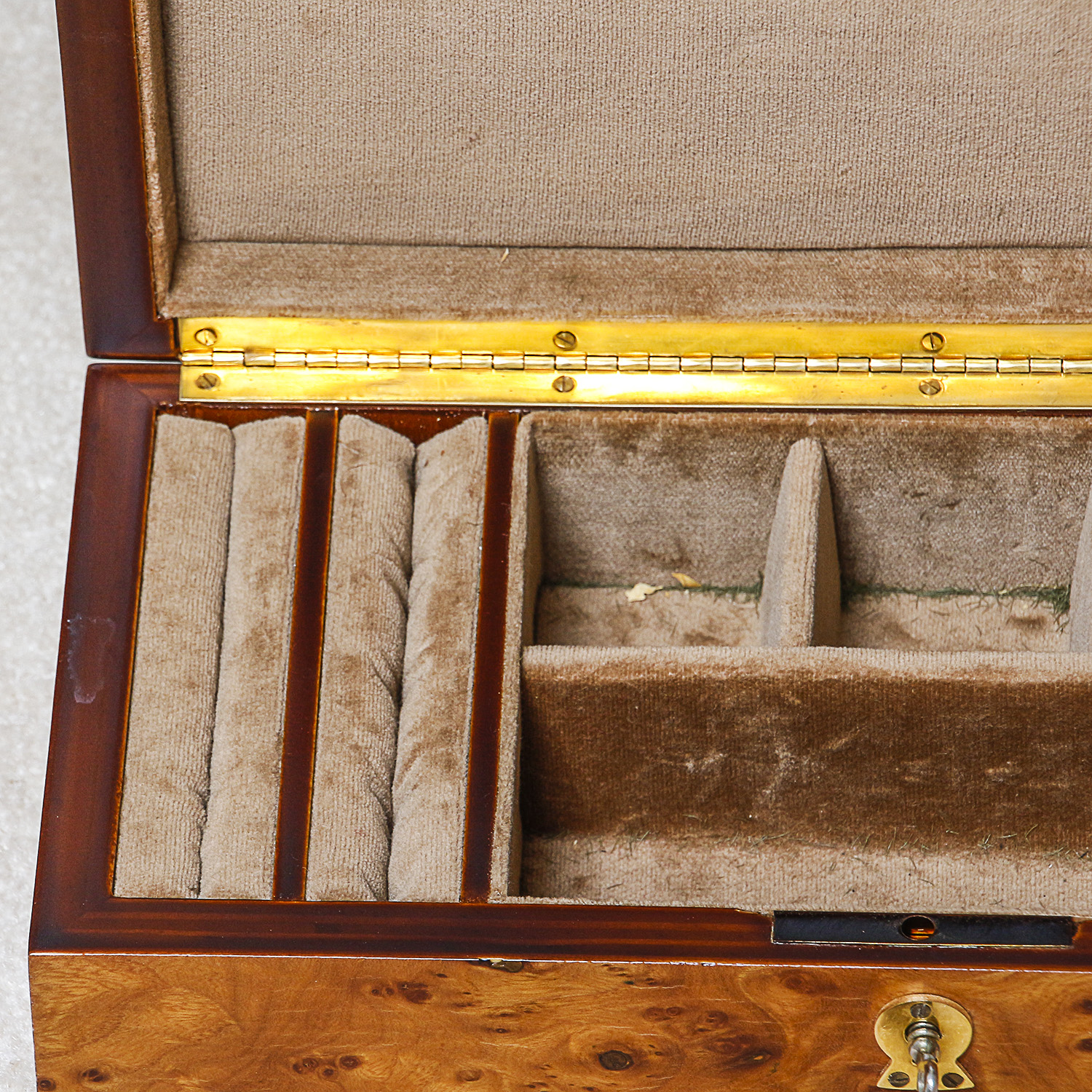 Vintage Burl Walnut Veneer Jewelry Box