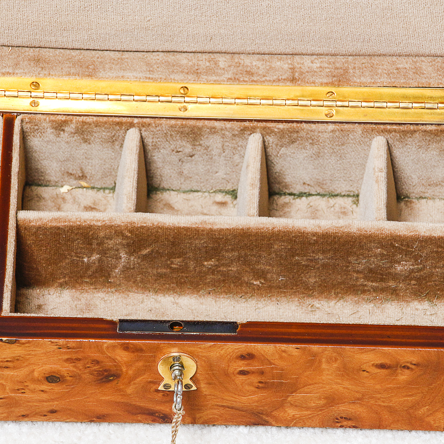 Vintage Burl Walnut Veneer Jewelry Box