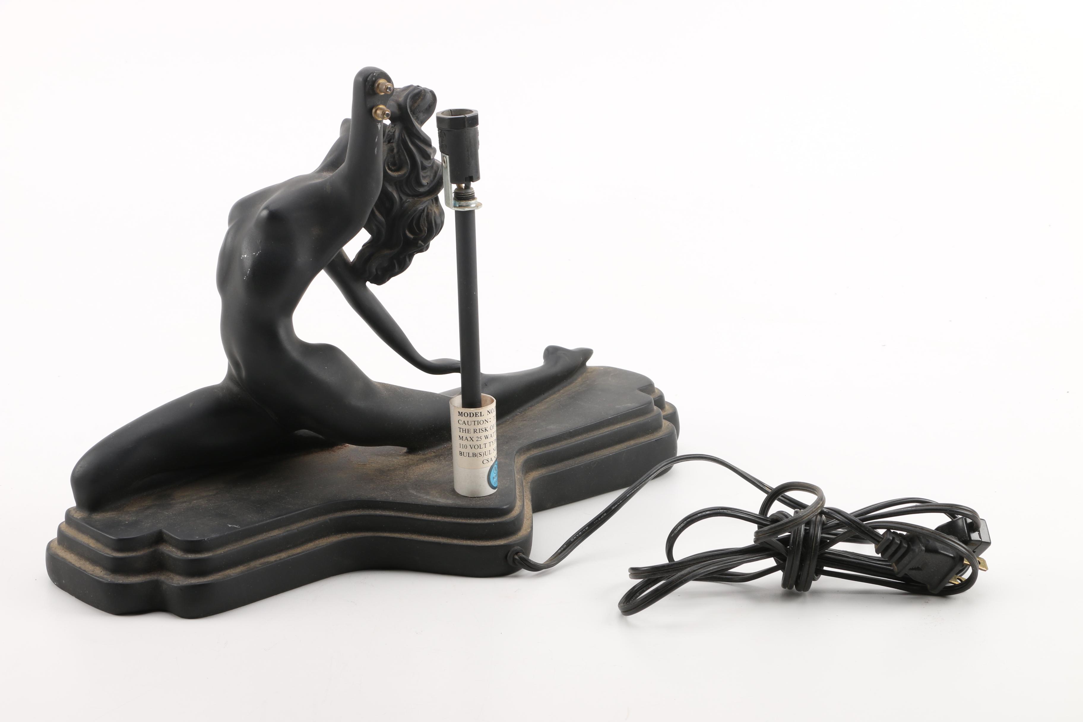 Art Deco Nude Woman Accent Lamp